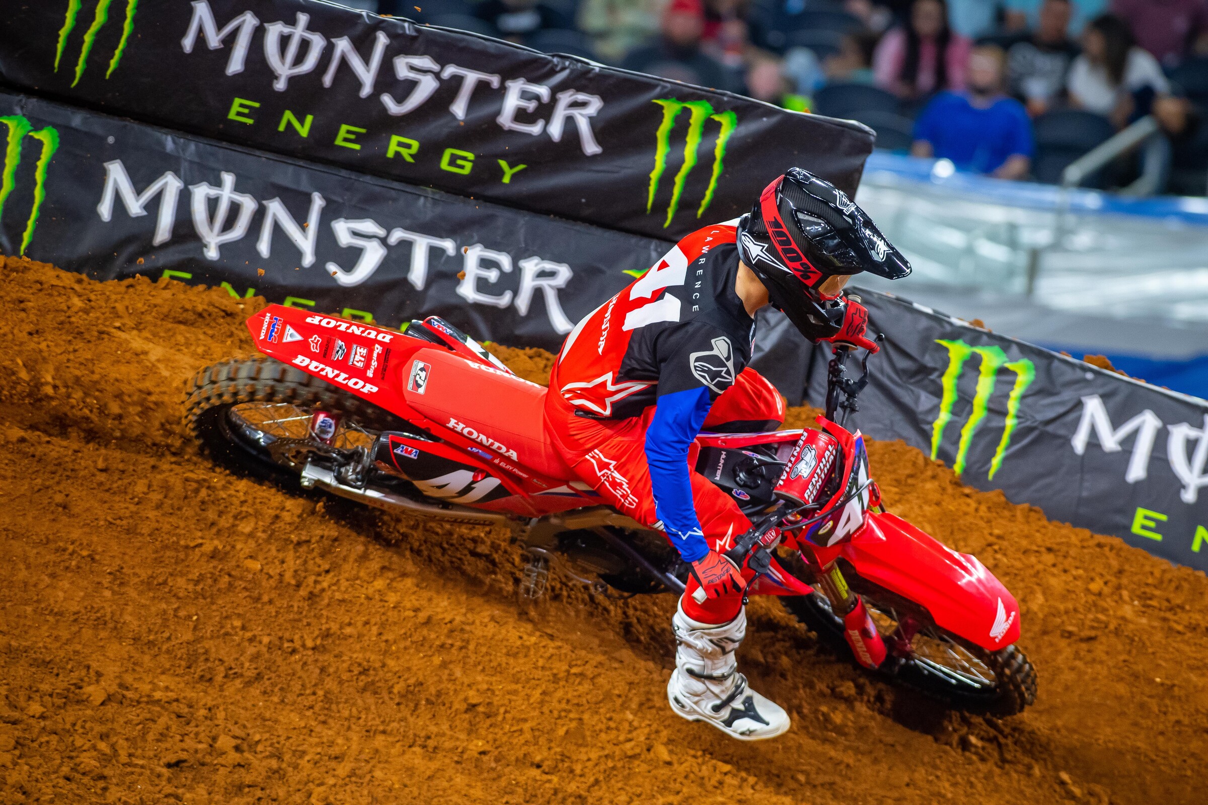 Hunter Lawrence earned his first career AMA Supercross podium with a second place finish at Arlington 1.