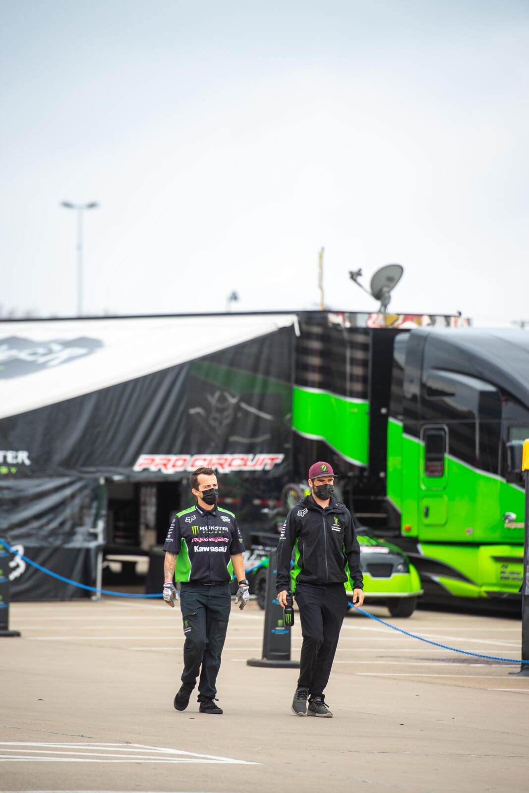 Jordon Smith (right) with his mechanic Colter Ahrens.