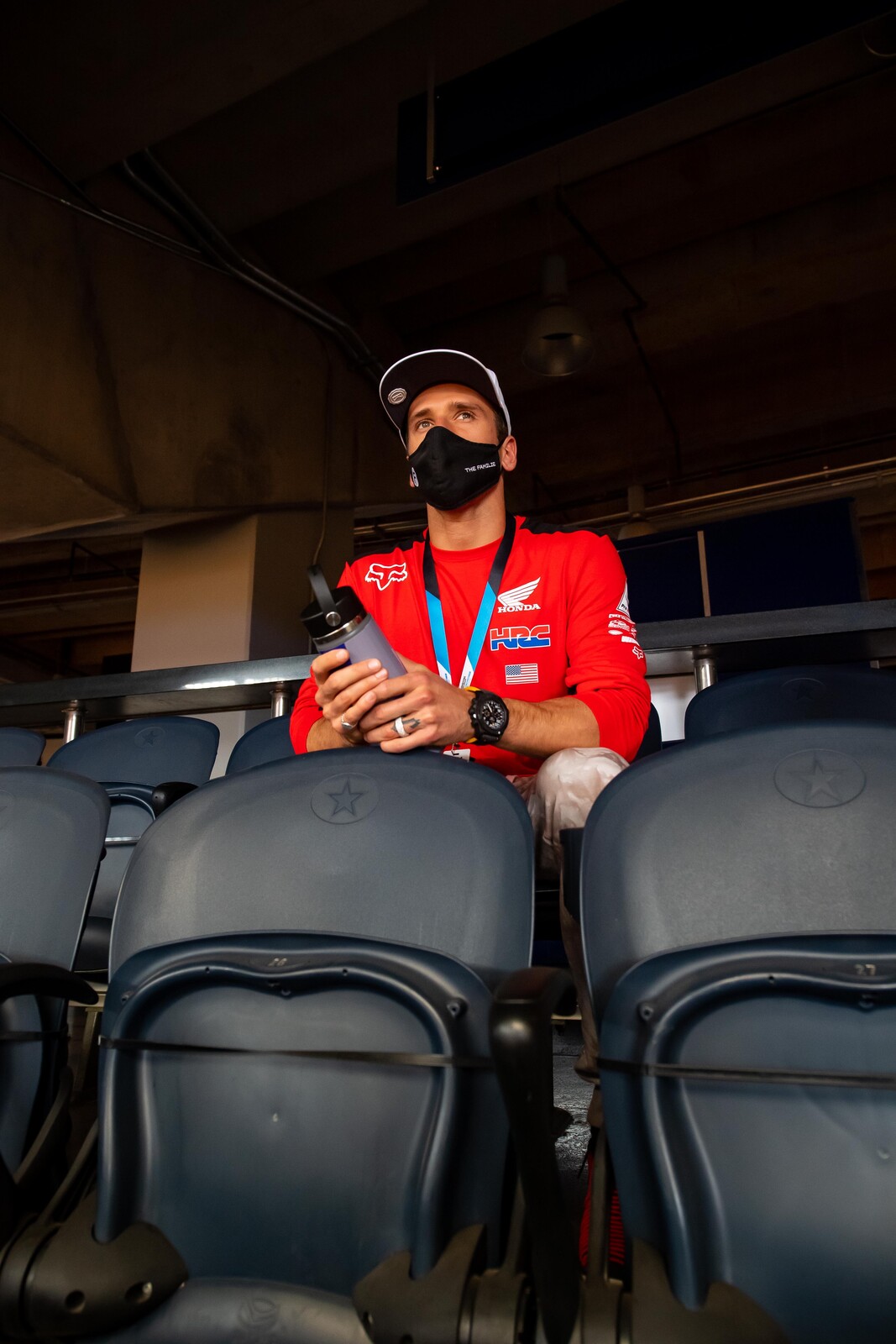 Ken Roczen viewing the track layout from afar.