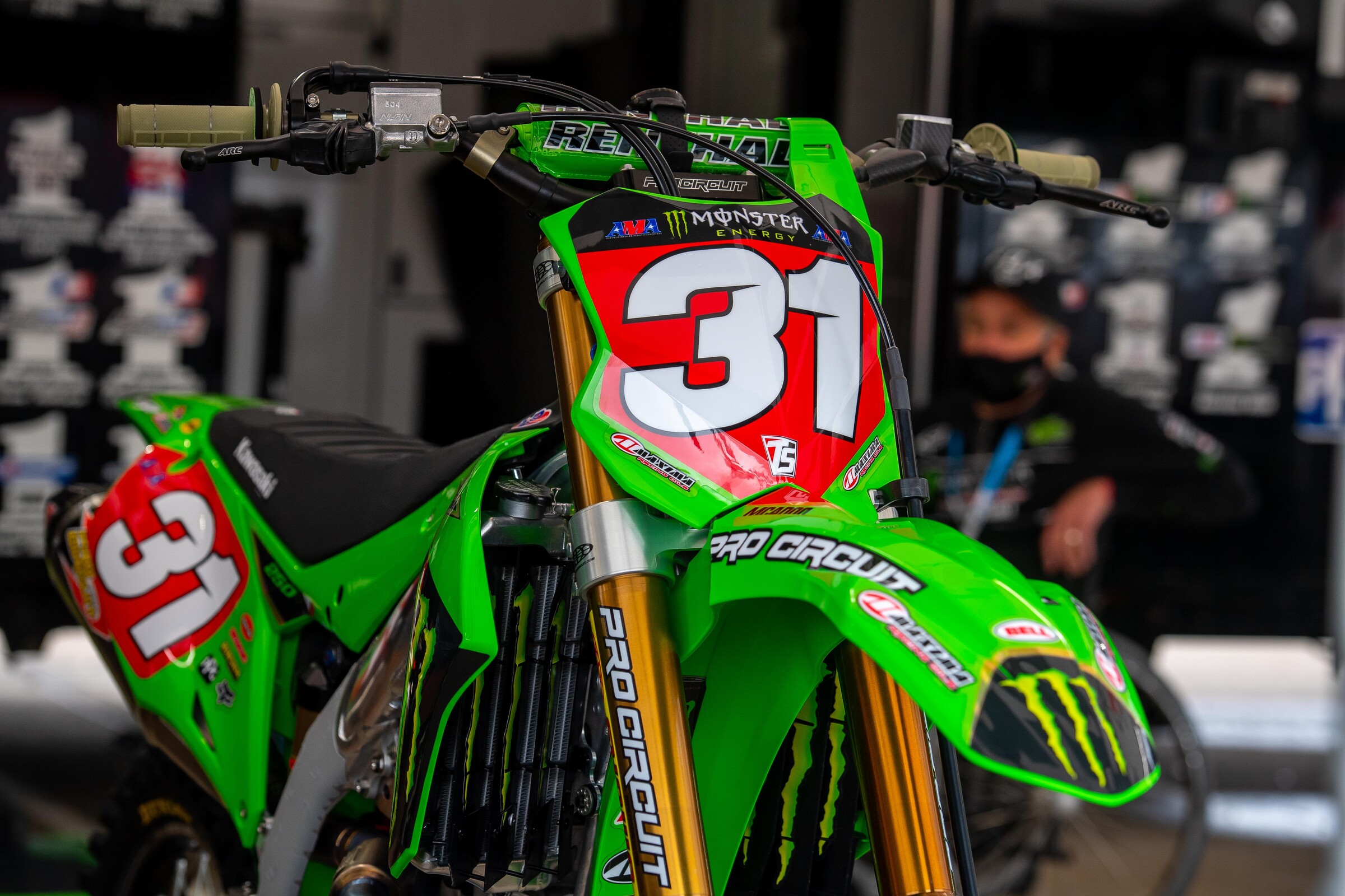 Cameron McAdoo's Monster Energy/Pro Circuit Kawasaki will have red backgrounds for the second race in a row.