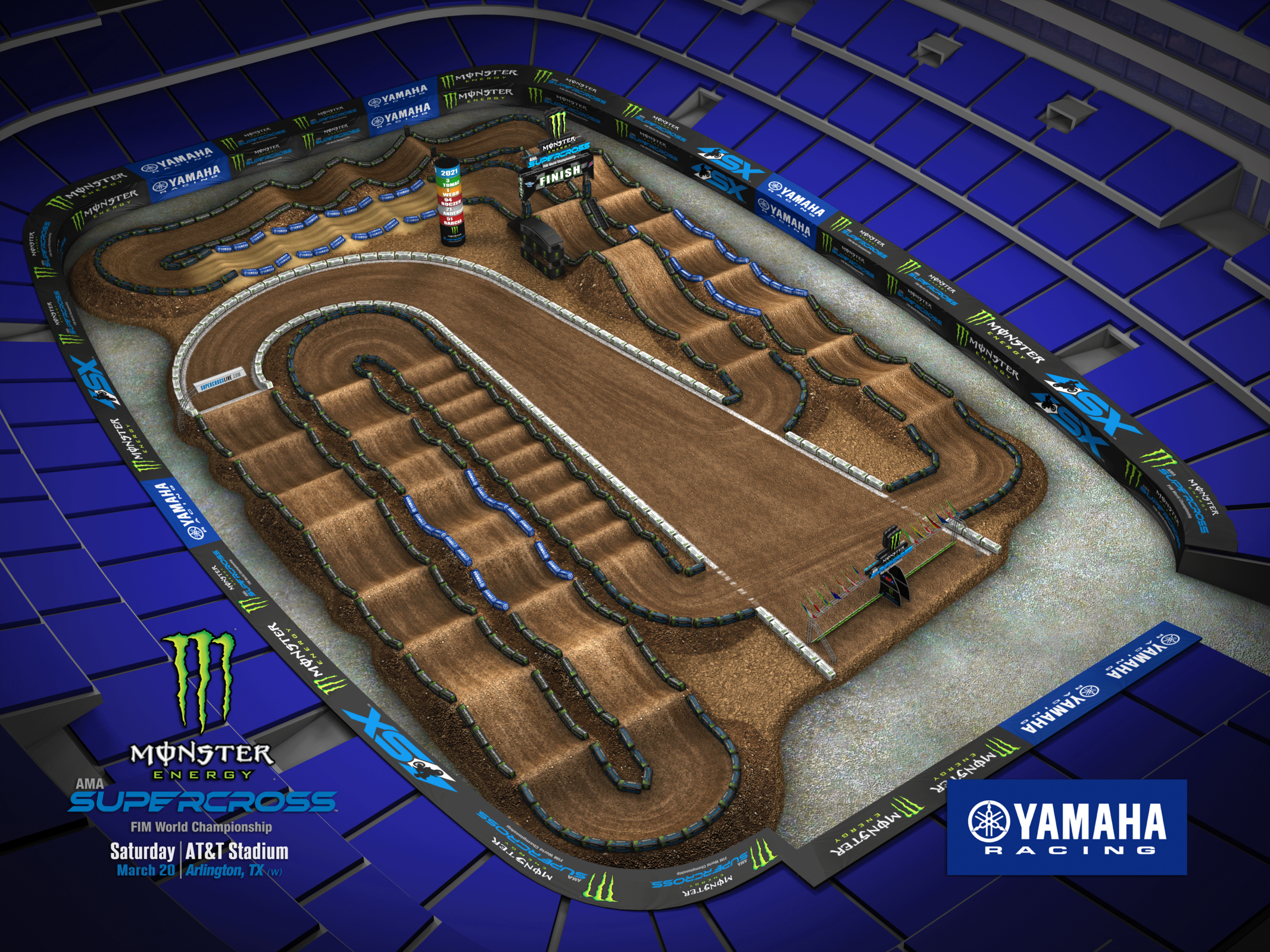 The 2021 Arlington 3 Supercross layout.