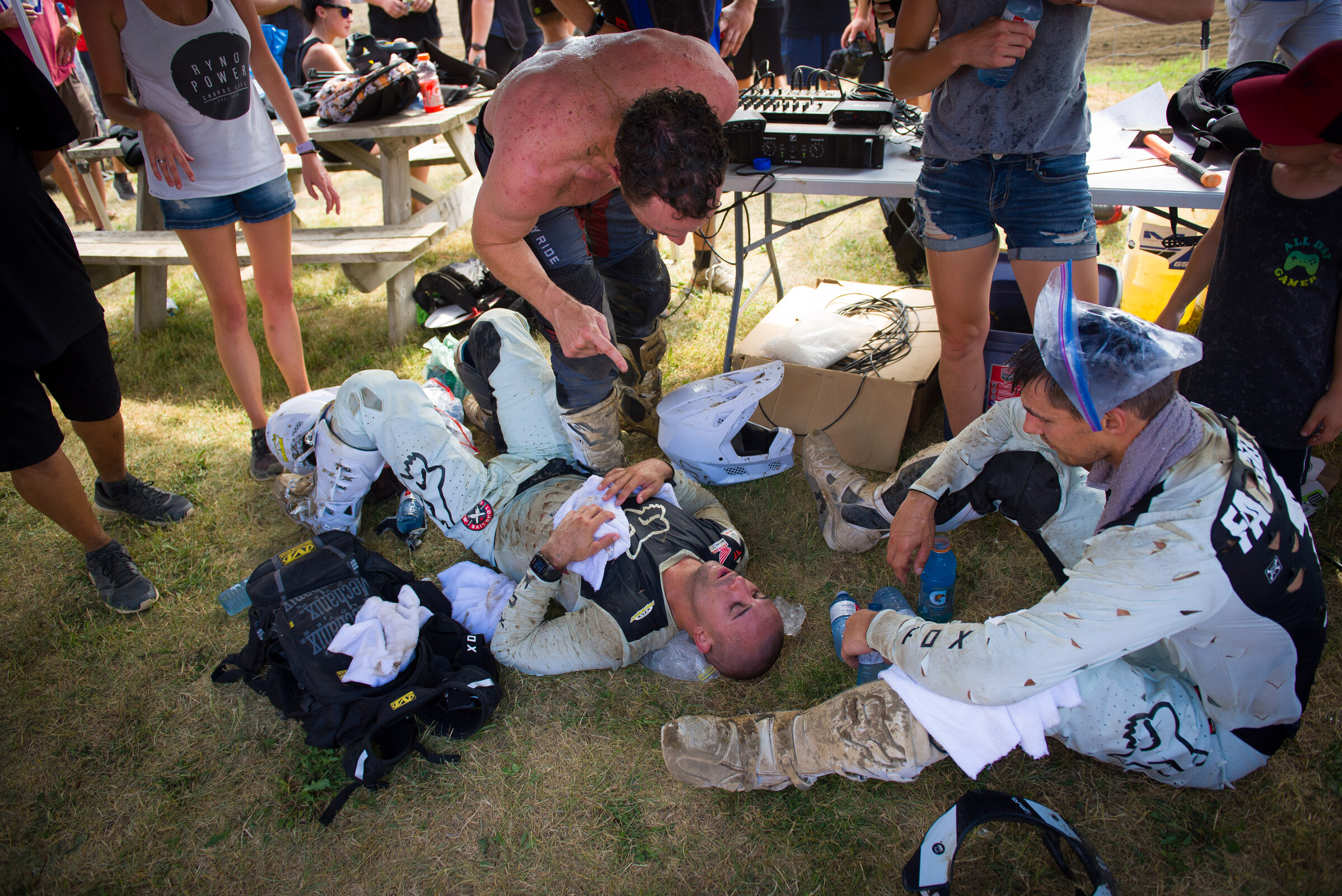 Phil was NOT happy with Mike Alessi after the moto.