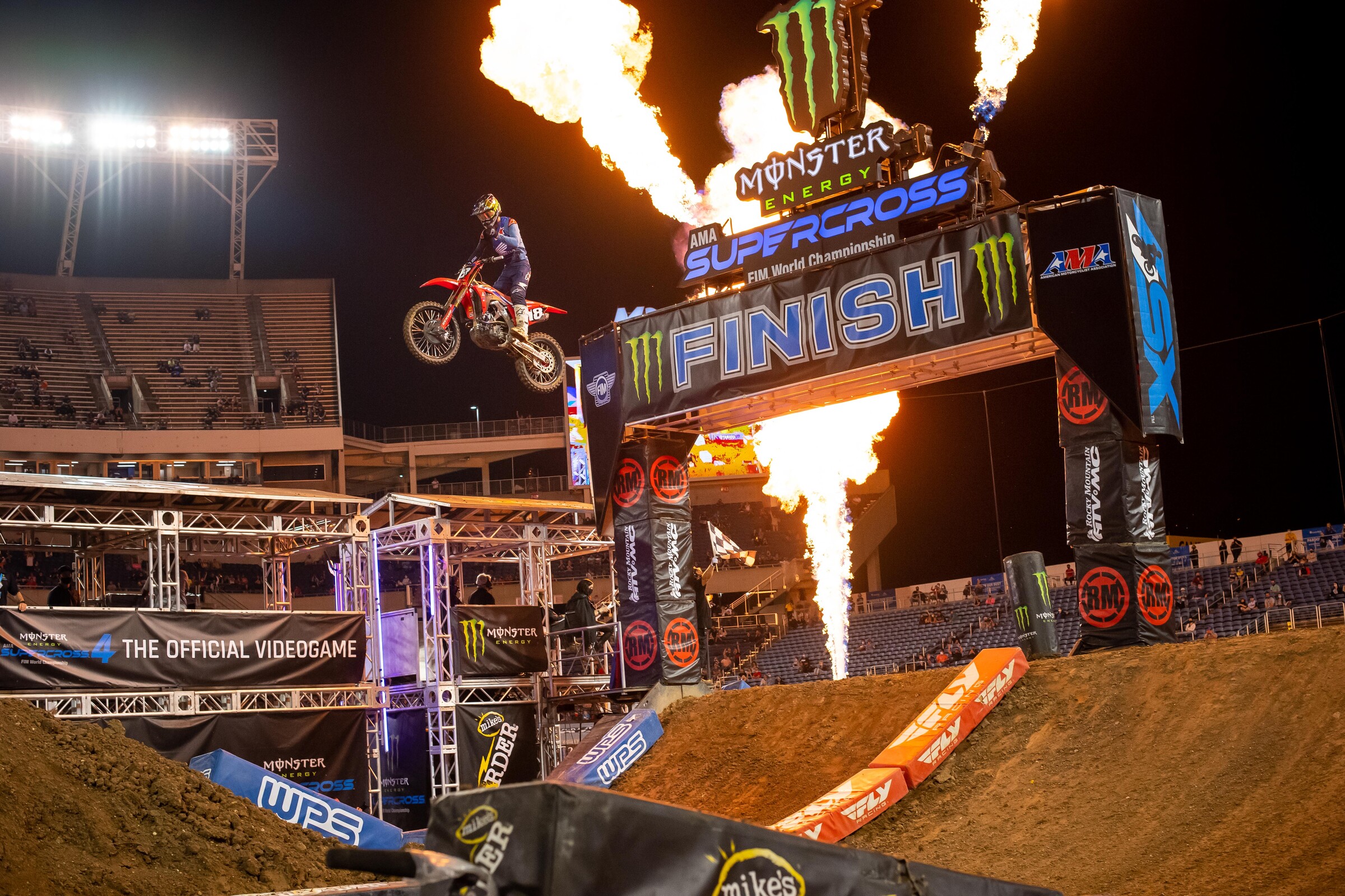 Jett Lawrence winning the Orlando 1 Supercross in February.
