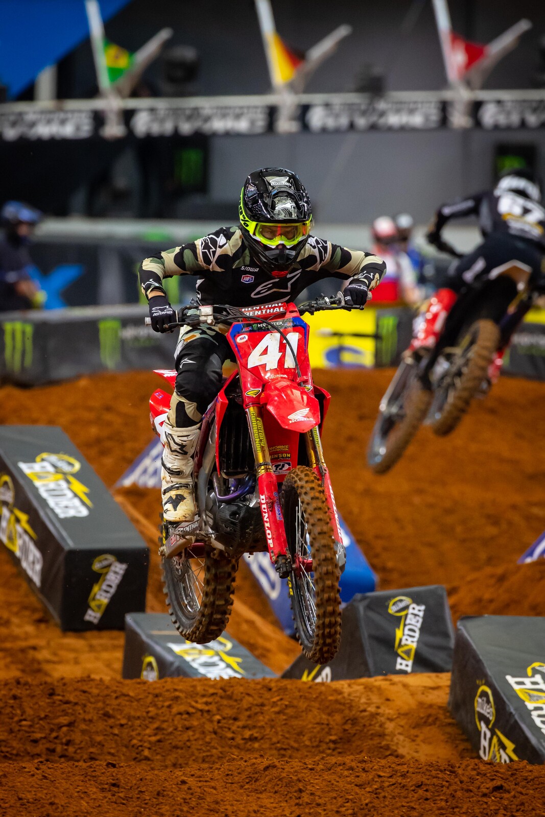 Lawrence was running third but a big crash dropped him to fifth.