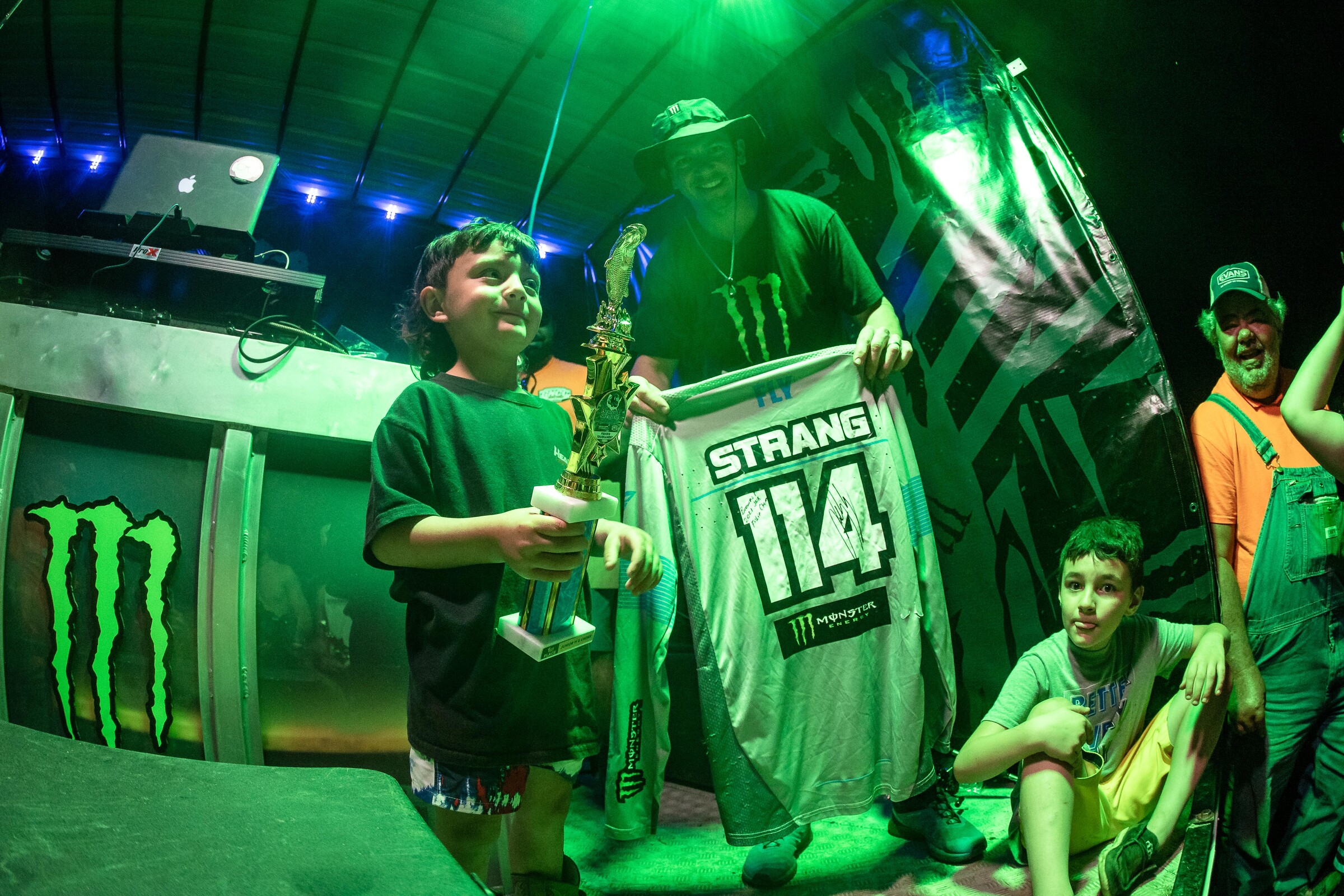 Josh Strang with some of the GNCC fans after the GNCC Fishing Tournament Saturday night.