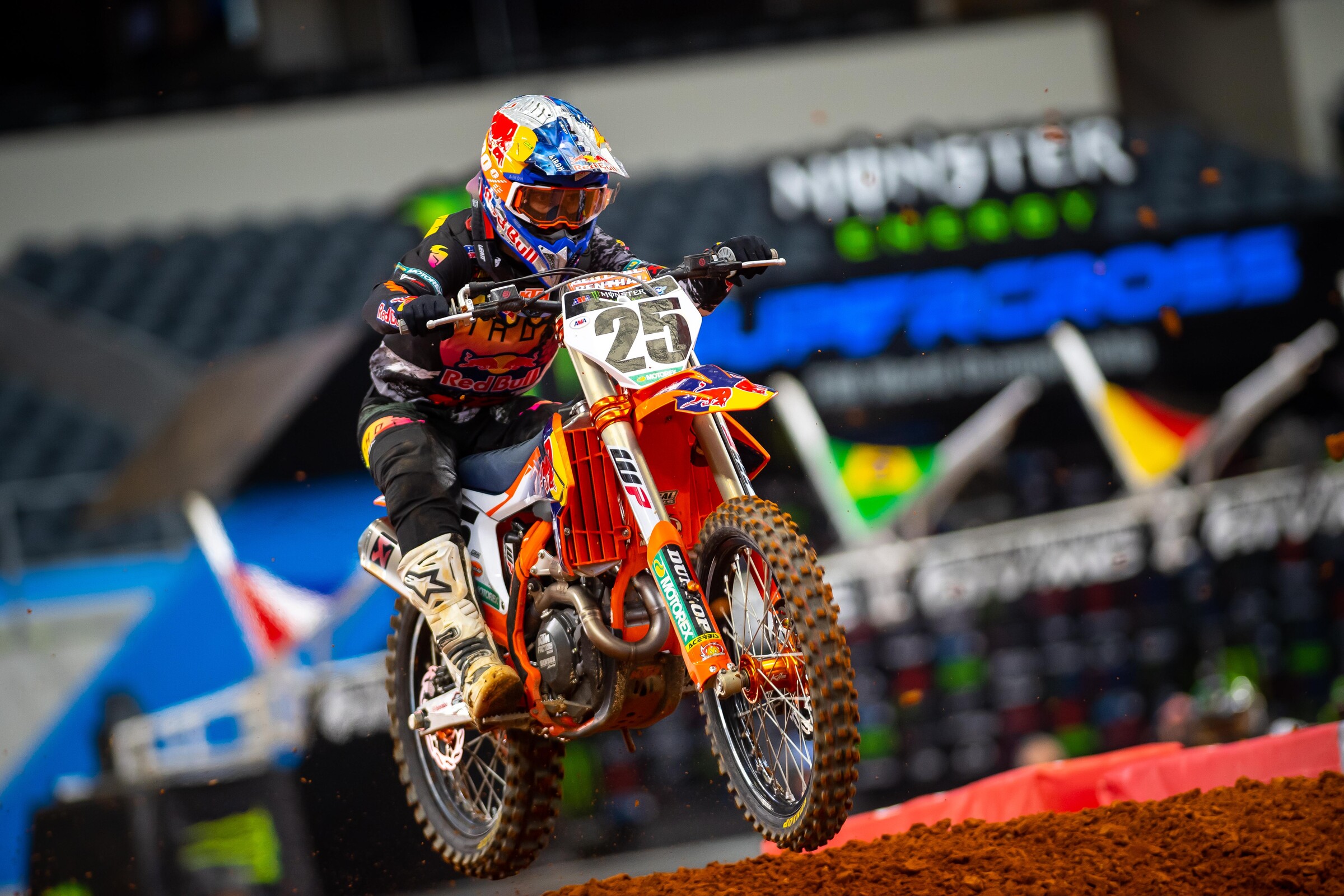 Marvin Musquin at the Arlington 3 Supercross. Marvin lives in a thin category of riders who are able to win races straight-up at the highest level.