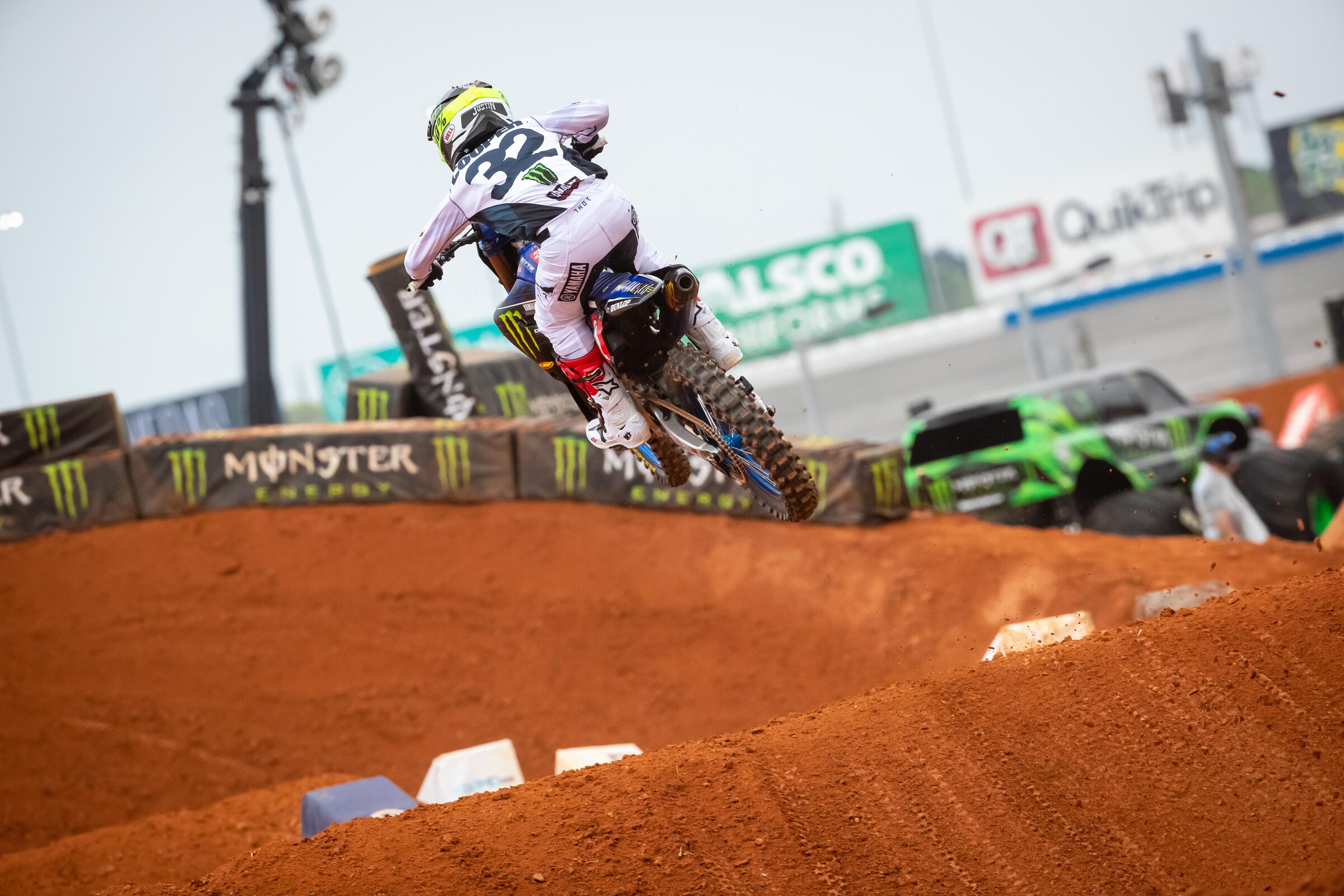 Justin Cooper was hurting after a heat race crash but he recovered for second behind his teammate in the main.