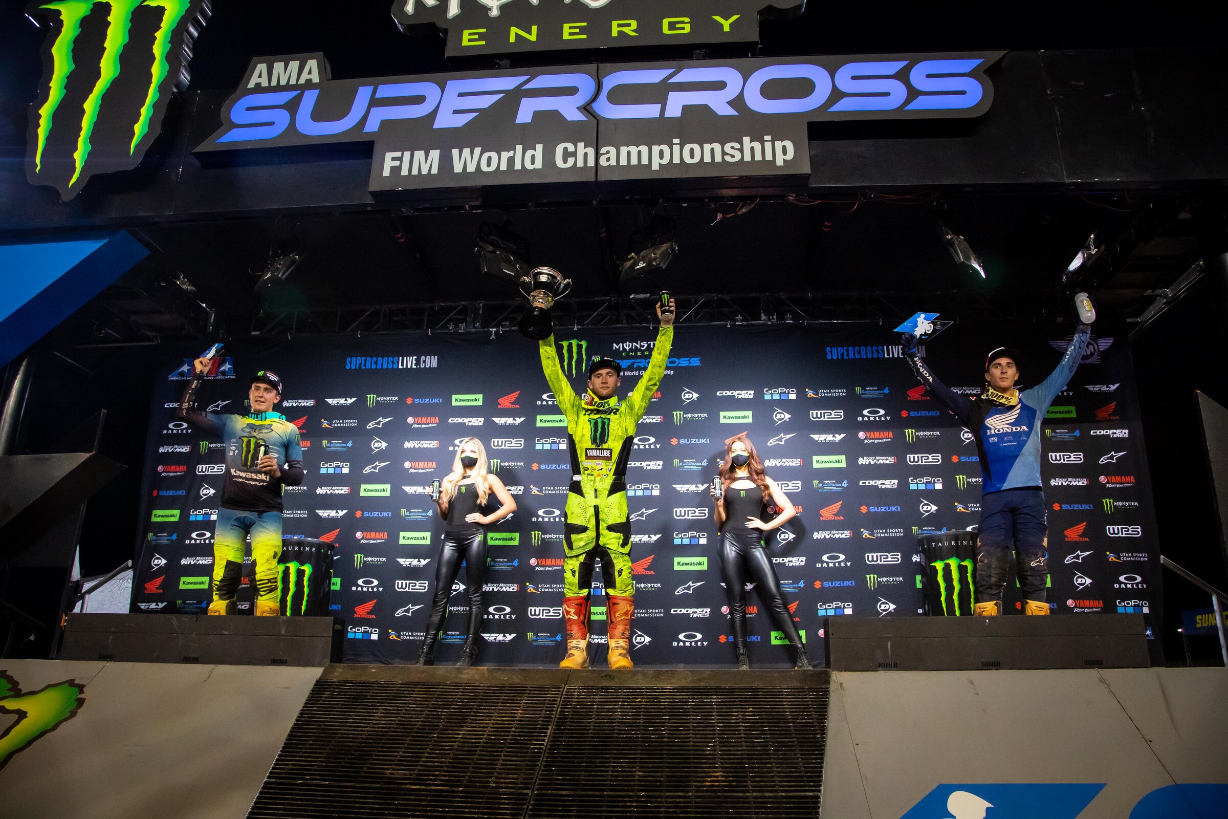 The 250SX class podium from the Atlanta 2 Supercross.