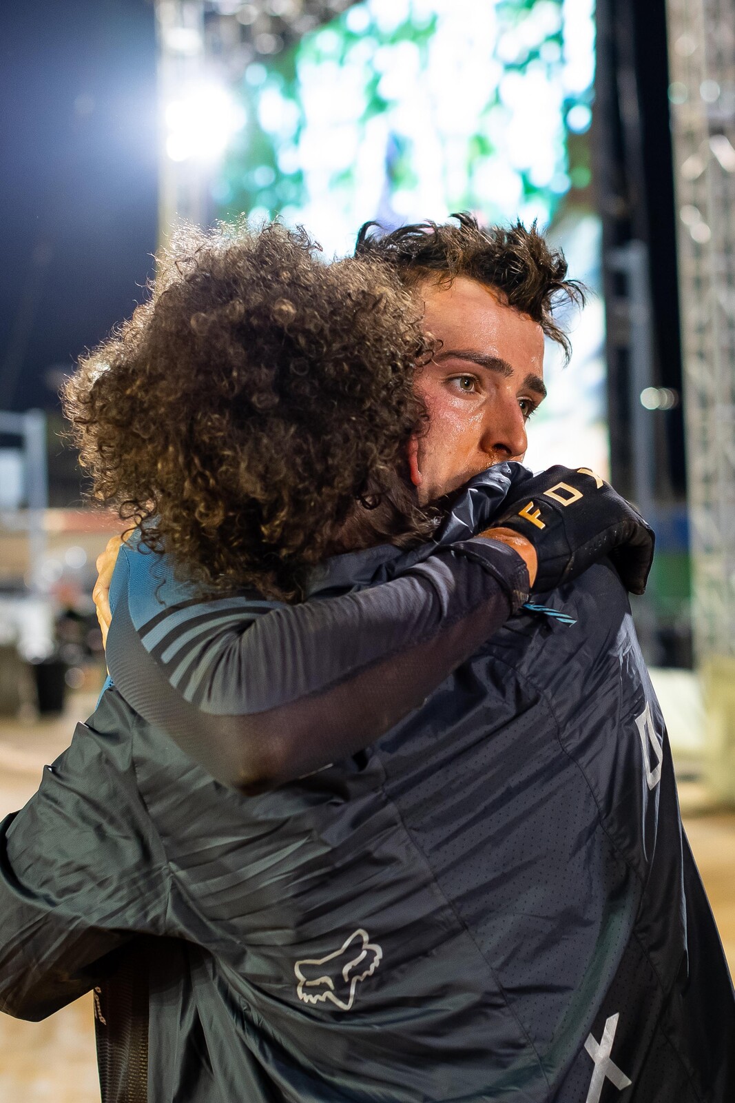 McAdoo hugging his mom after somehow managing a third-place finish.