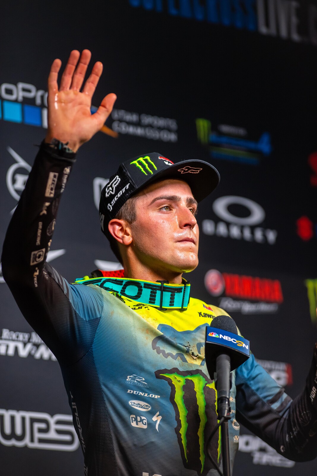 McAdoo acknowledging the crowd after his podium finish.