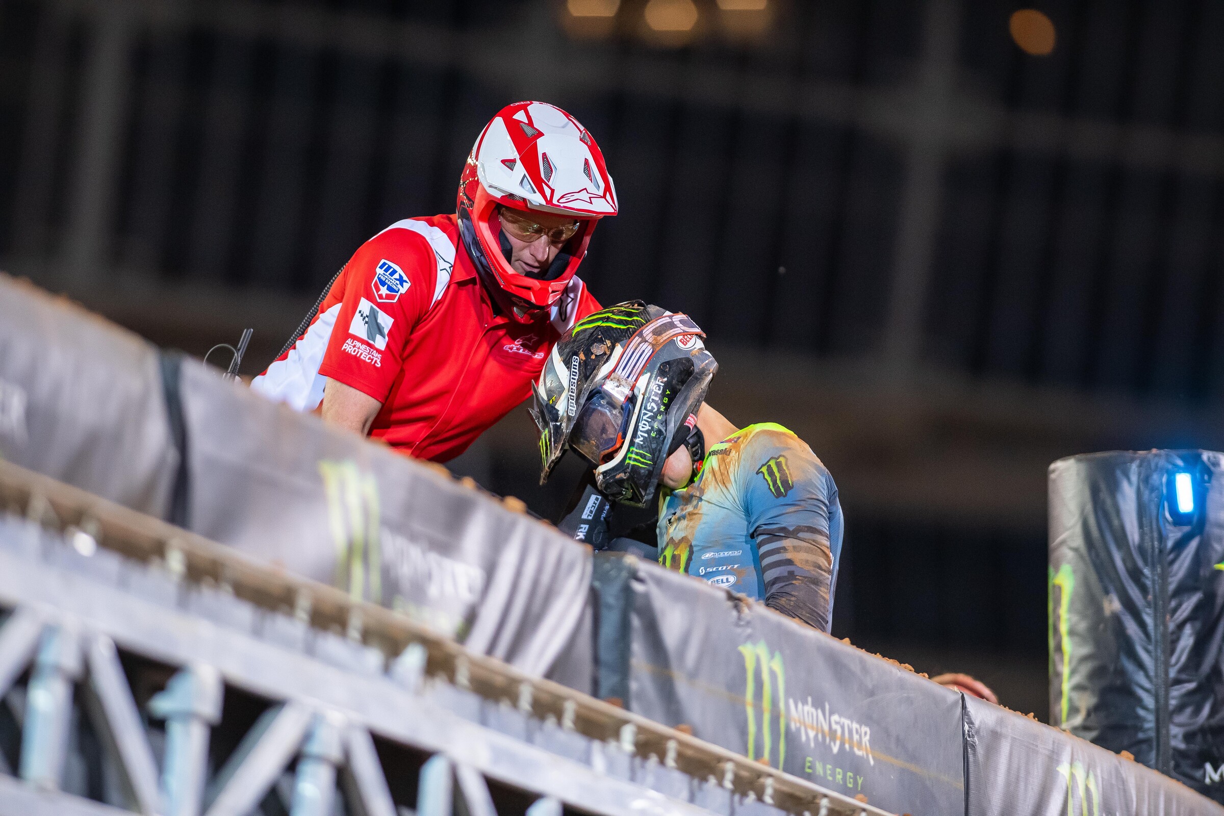 McAdoo getting helped by the Alpinestars Medical Crew.