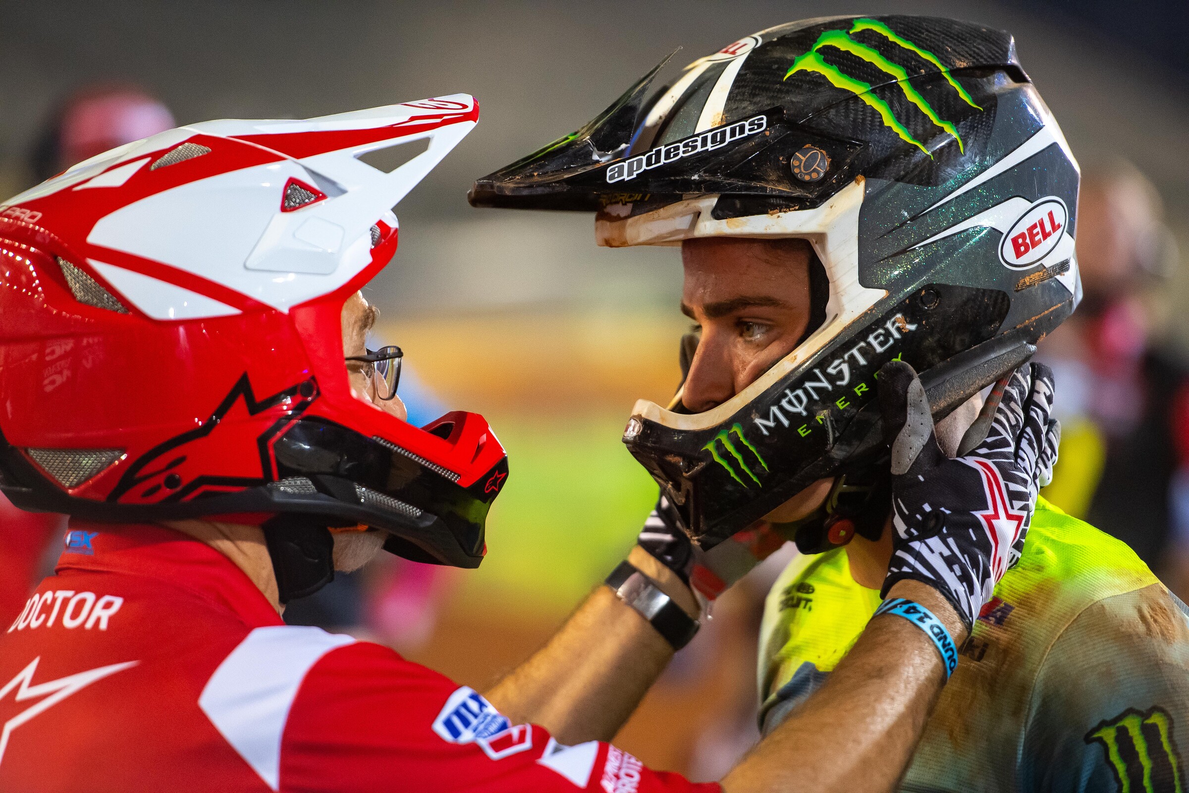McAdoo getting examined by the Alpinestars Medical Crew.