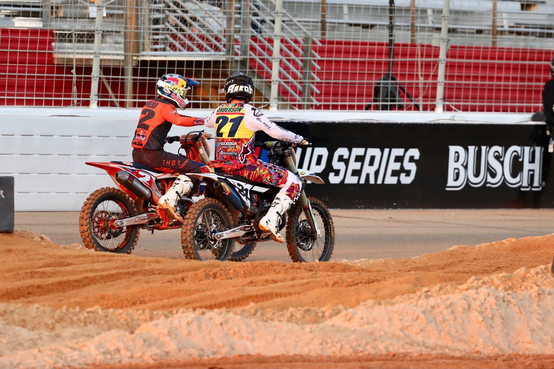 Webb congratulates Anderson on the heat win.