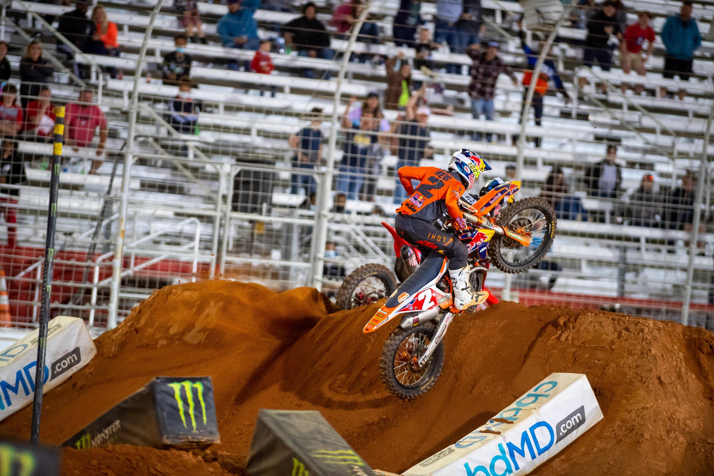 Webb right on the rear fender of Roczen.