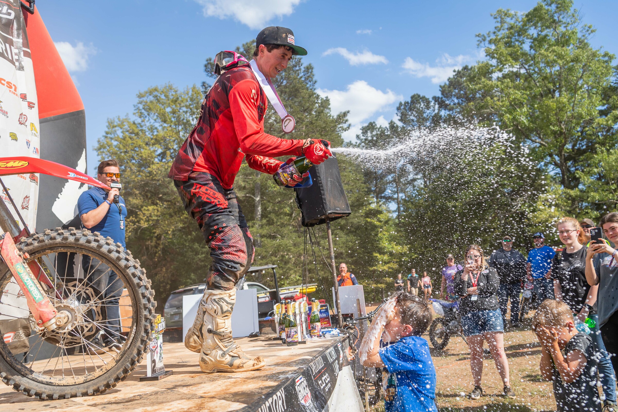 Ricky Russell celebrates his maiden overall podium of the 2021 season.