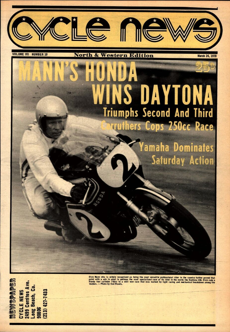Mann on the March 24, 1970, cover of Cycle News.