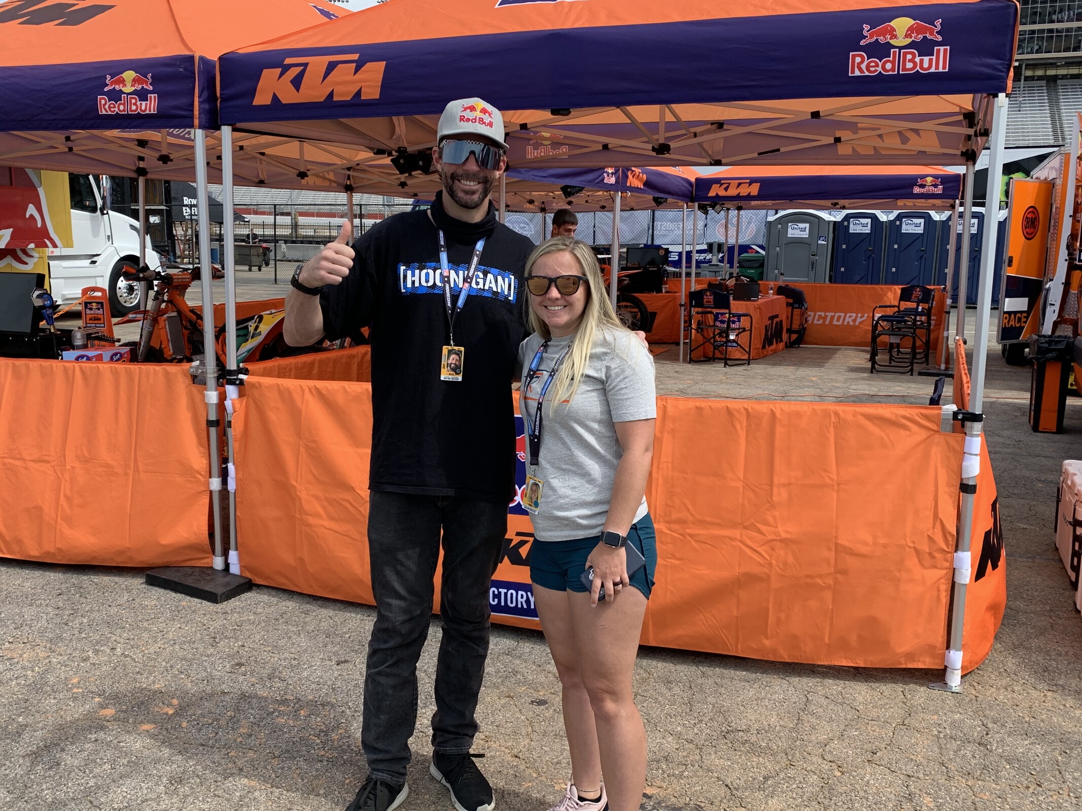 Travis Pastrana and Shayna Texter-Bauman today ahead of the Atlanta TT tomorrow.