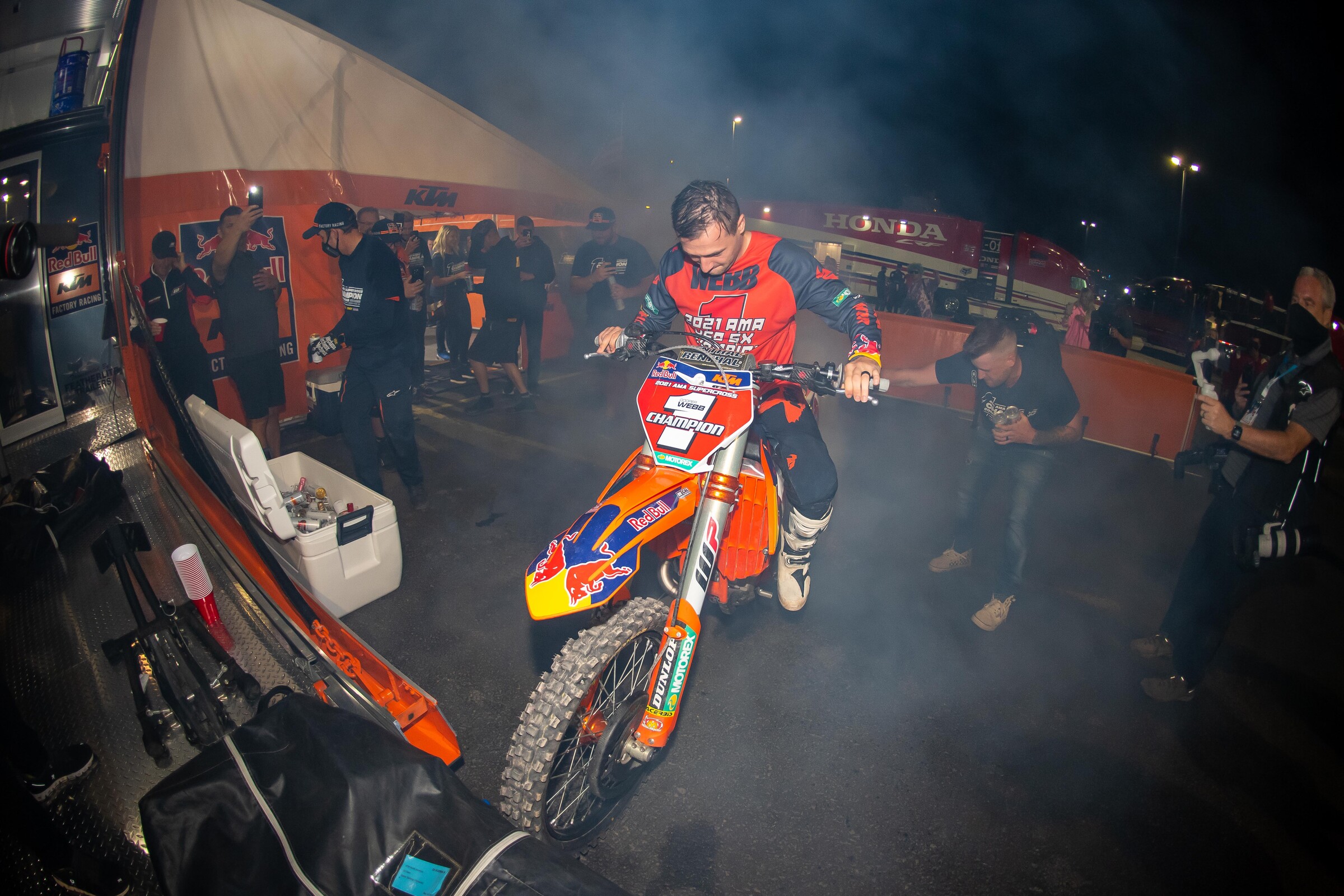 Cooper Webb celebrates his second 450SX title in the last three years.