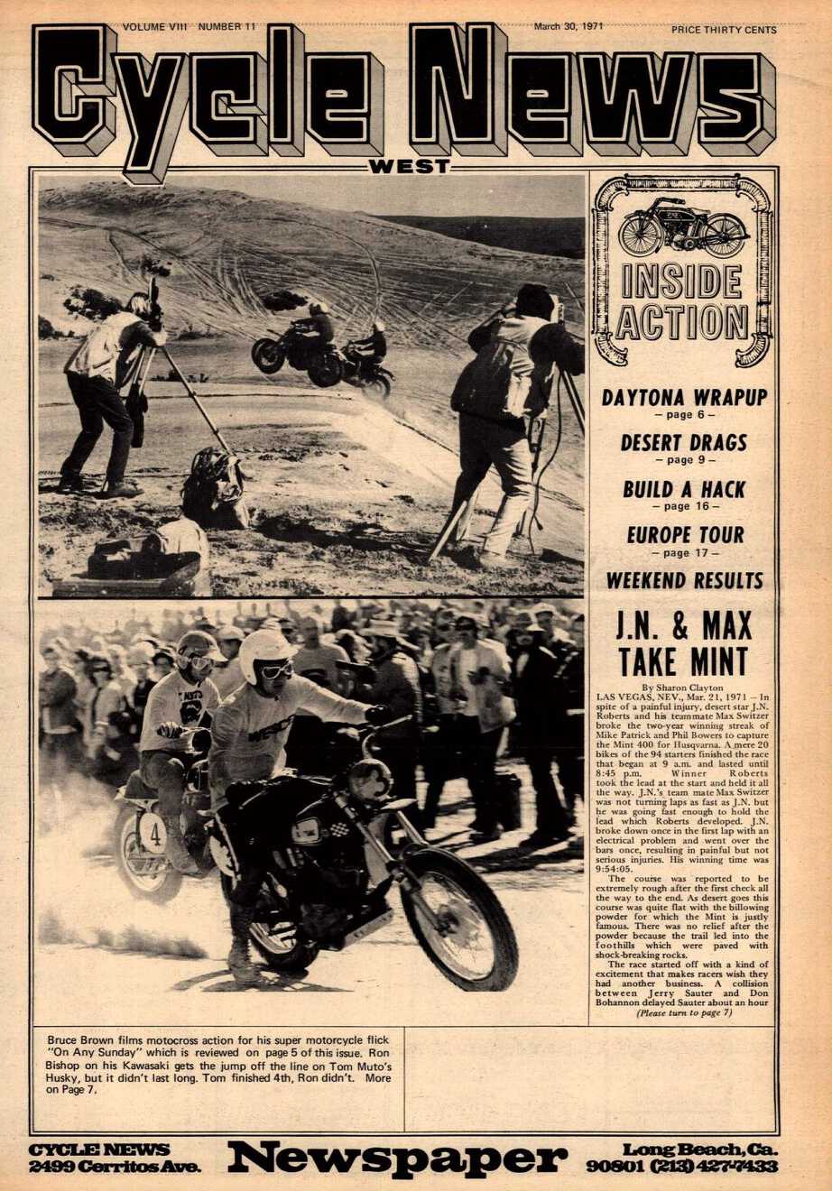 On Any Sunday in the March 30, 1971, issue of Cycle News.