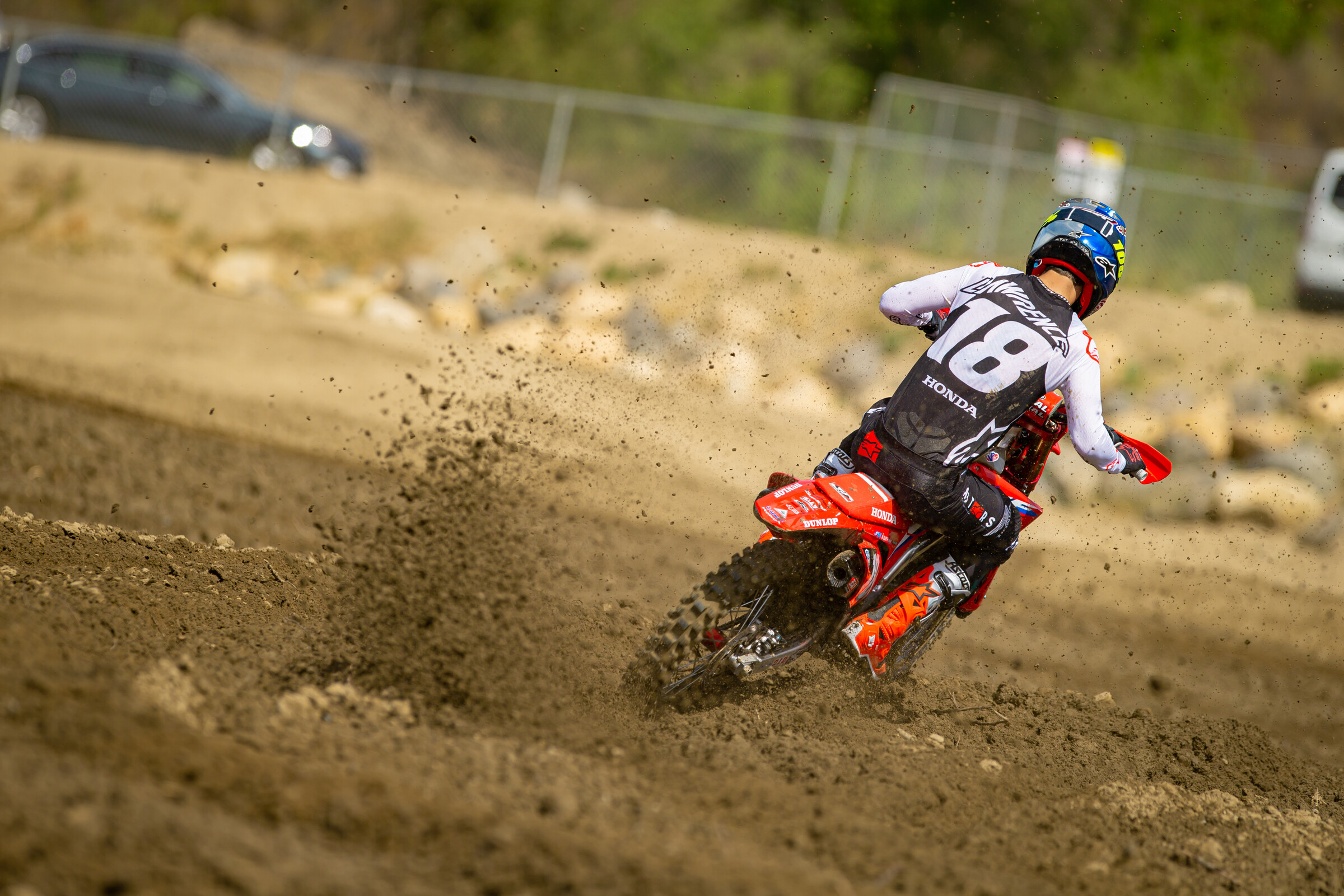 Jett Lawrence on his Honda HRC CRF250R at the May 24 press day ride.