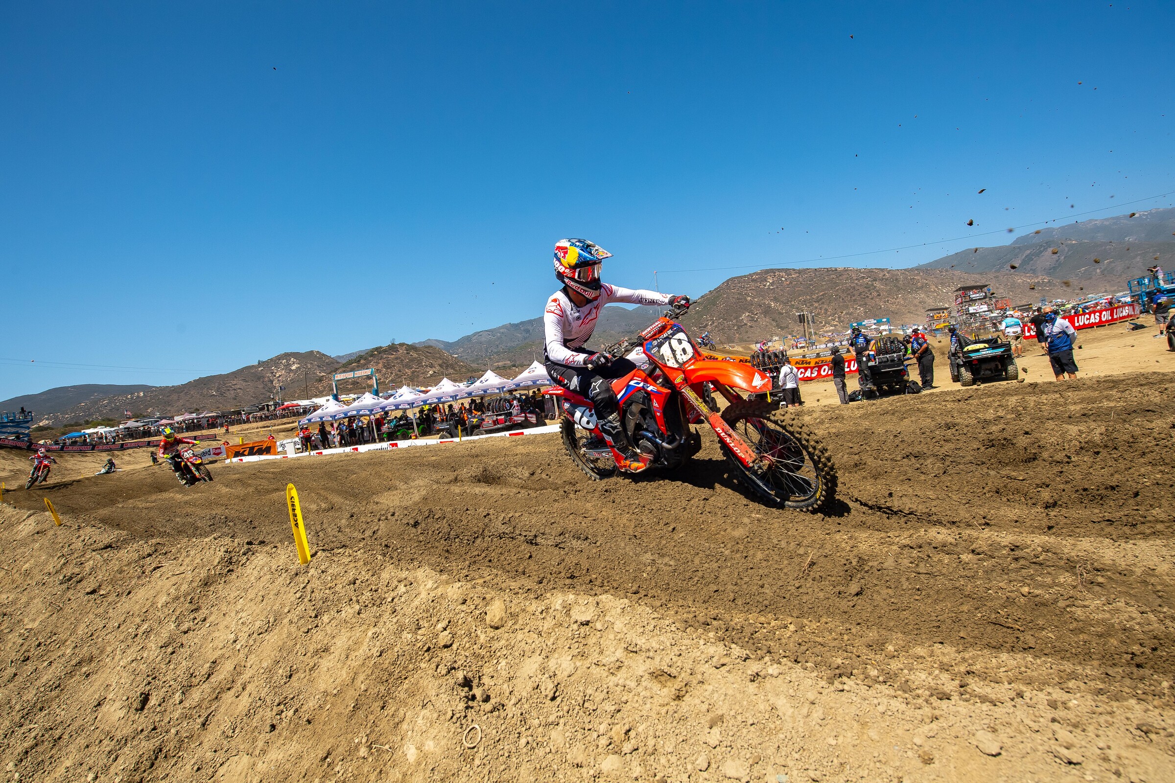 Jett Lawrence and Michael Mosiman charged through the field in the first moto.