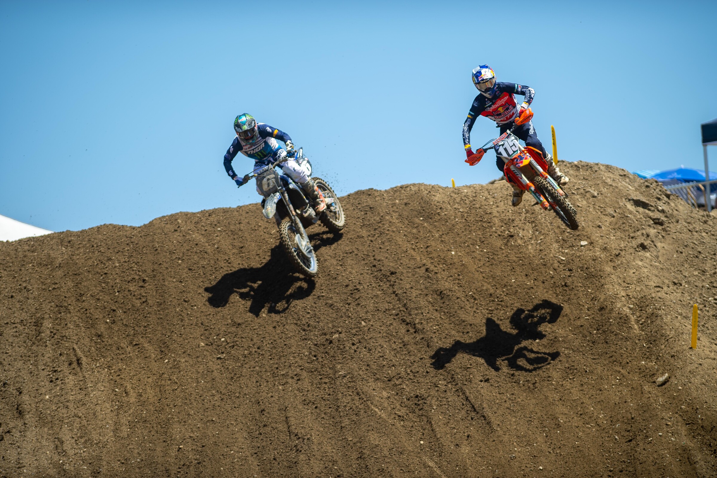 Vohland leading Jeremy Martin in the first moto.