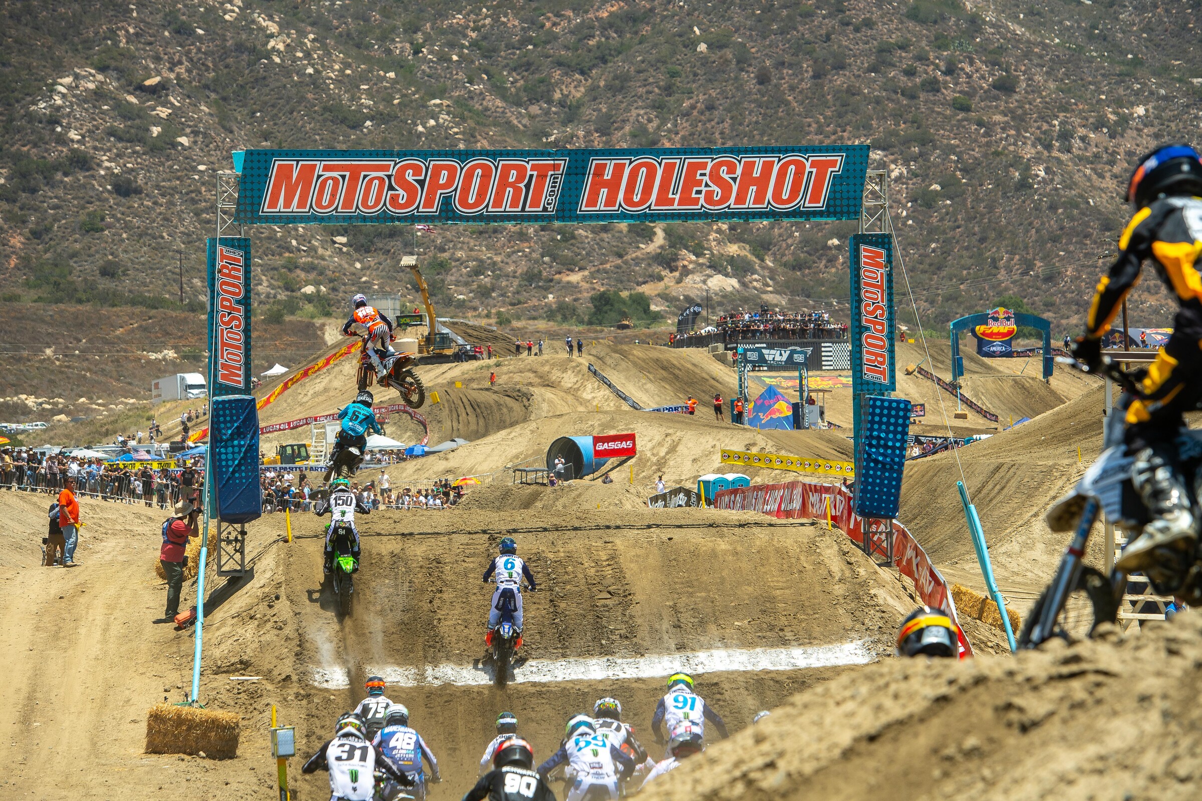 Vohland grabbing the holeshot in his first ever Pro Motocross moto. He led eight laps before his bike had a mechanical issue.