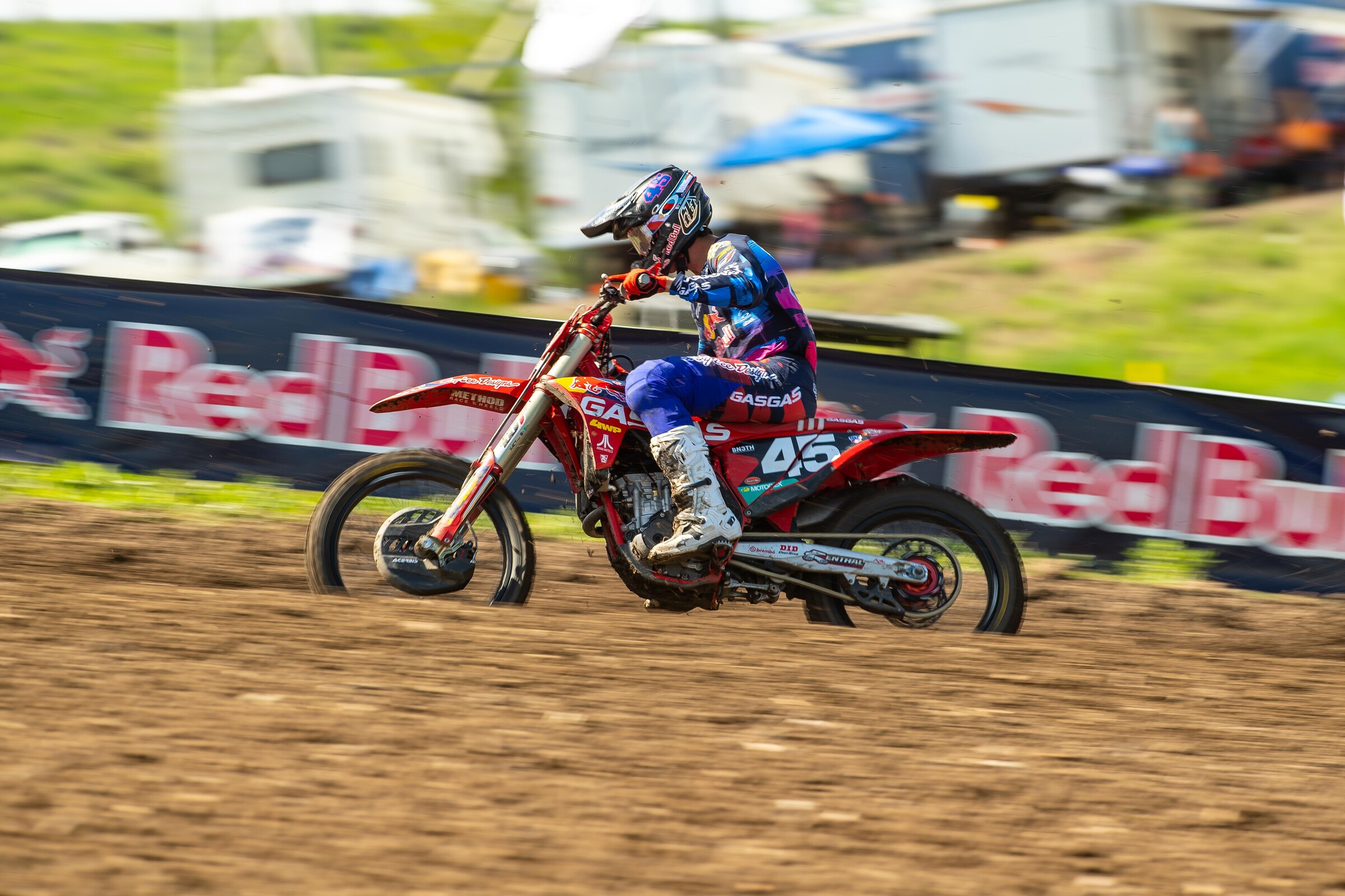 Both of the 250 Class Troy Lee Designs/Red Bull/GasGas Factory Racing riders Pierce Brown (above) and Michael Mosiman (right) had issues with their gas getting too hot hot.