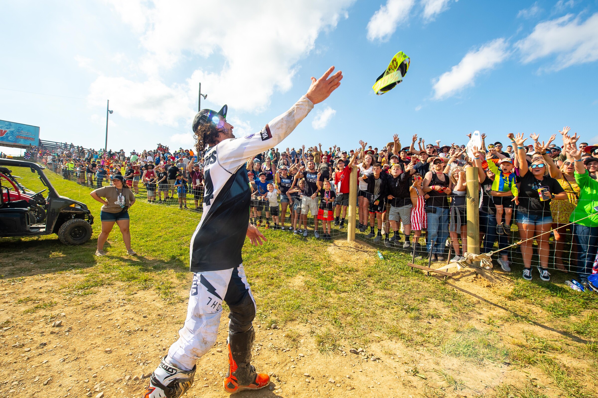 Dylan Ferrandis celebrates his second win of 2021 with the crowd.