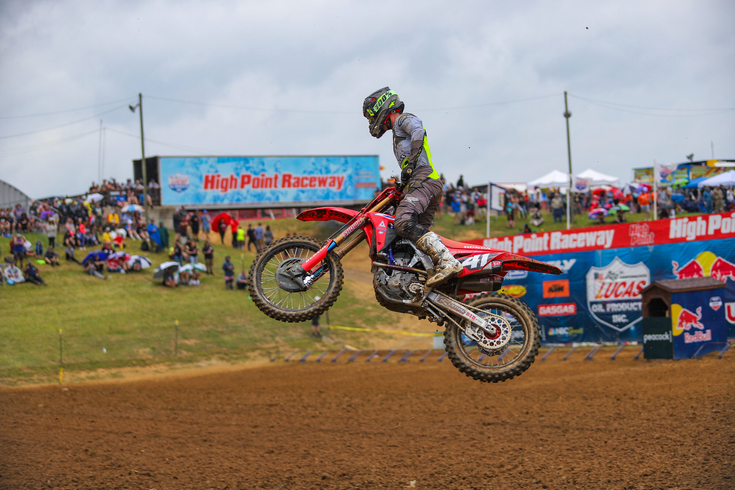 First lap crashes cost Hunter Lawrence a shot at the win, and his visor.