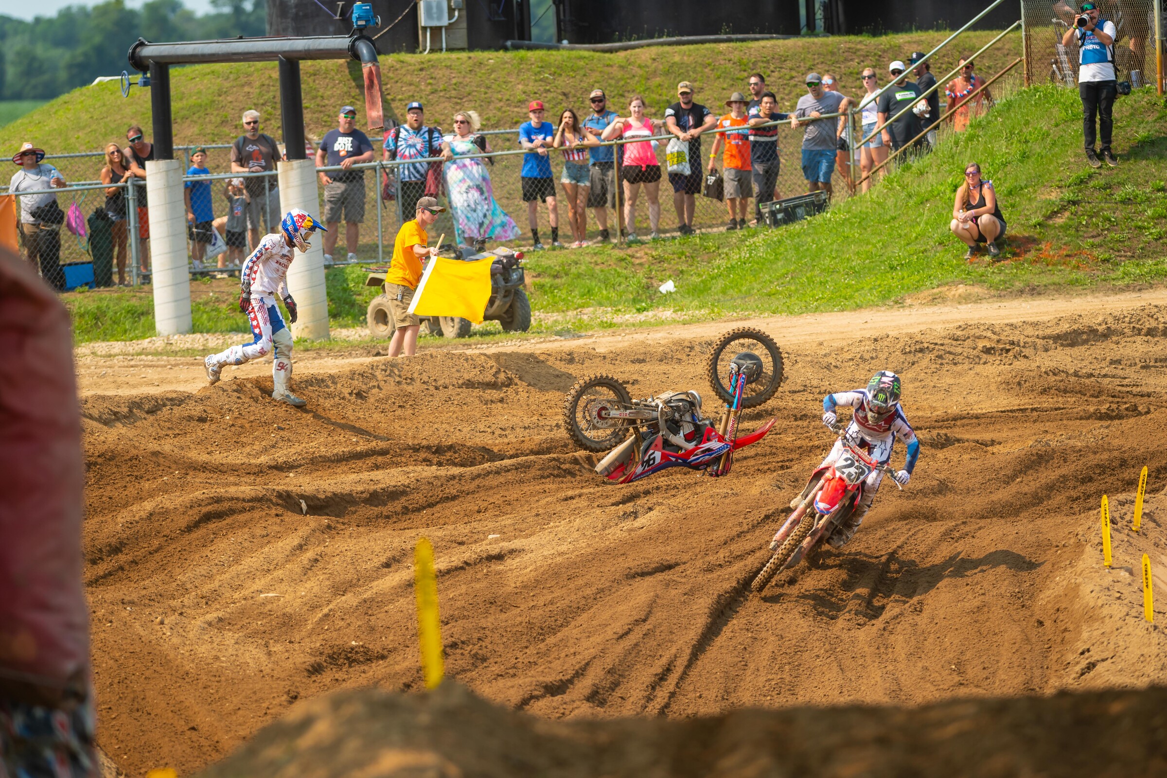 Roczen went down with Ferrandis behind him in RedBud's second 450 moto.