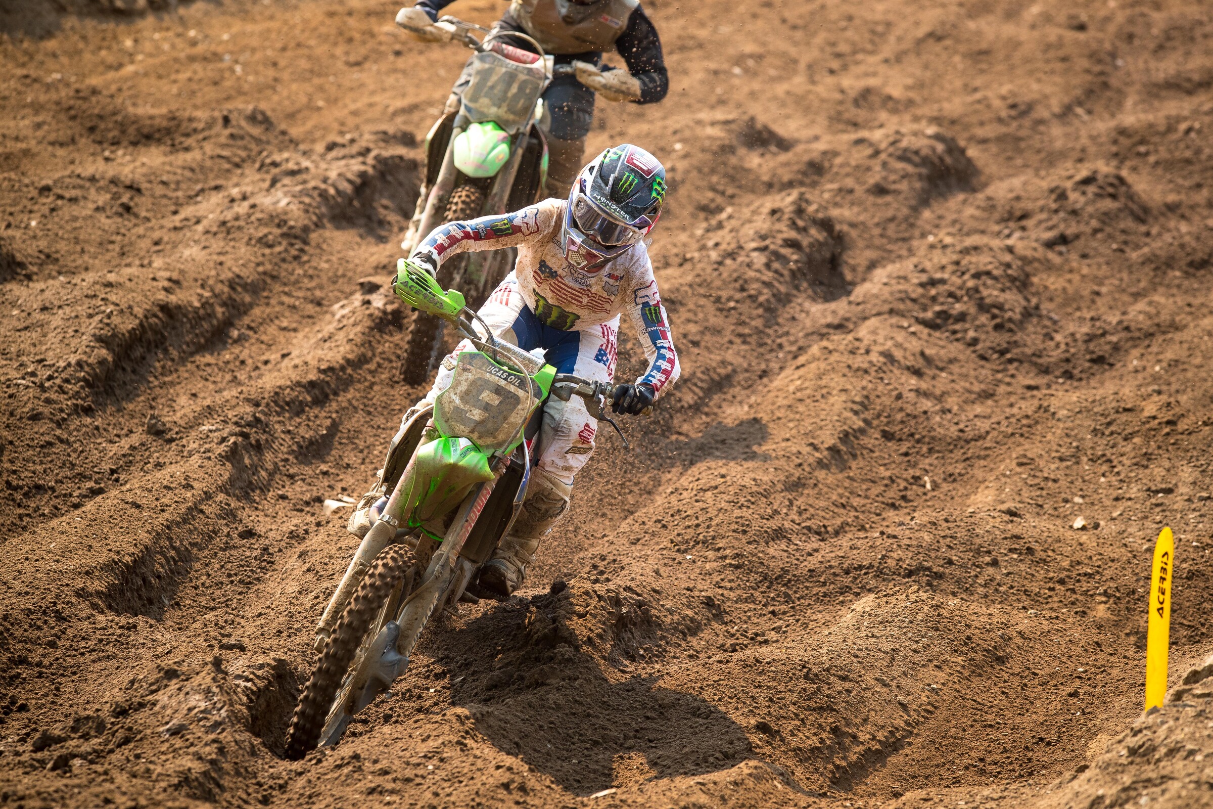 Adam Cianciarulo's bike was mangled after a second moto crash.