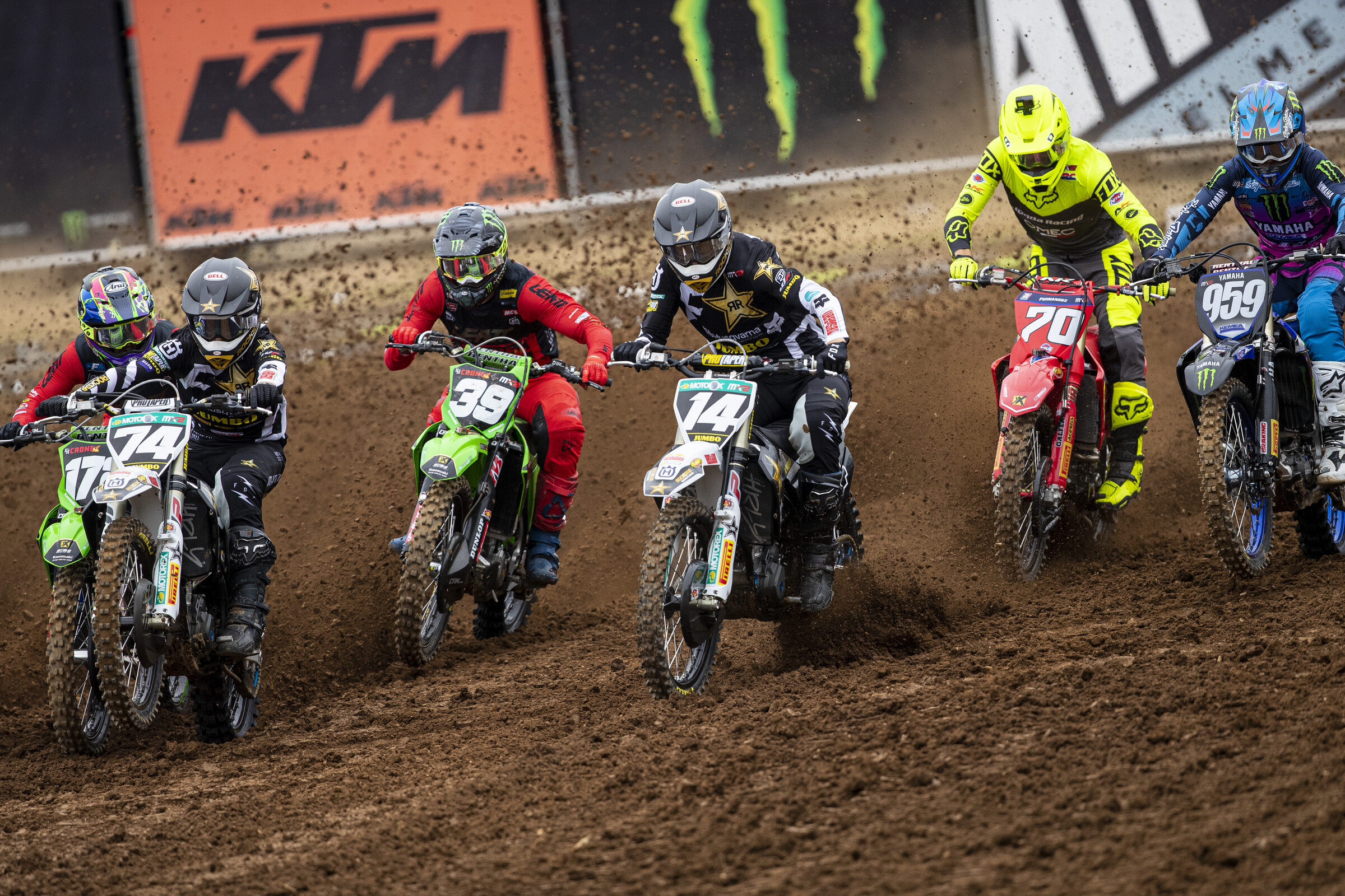 The start of an MX2 moto at the MXGP of Italy on July 4.