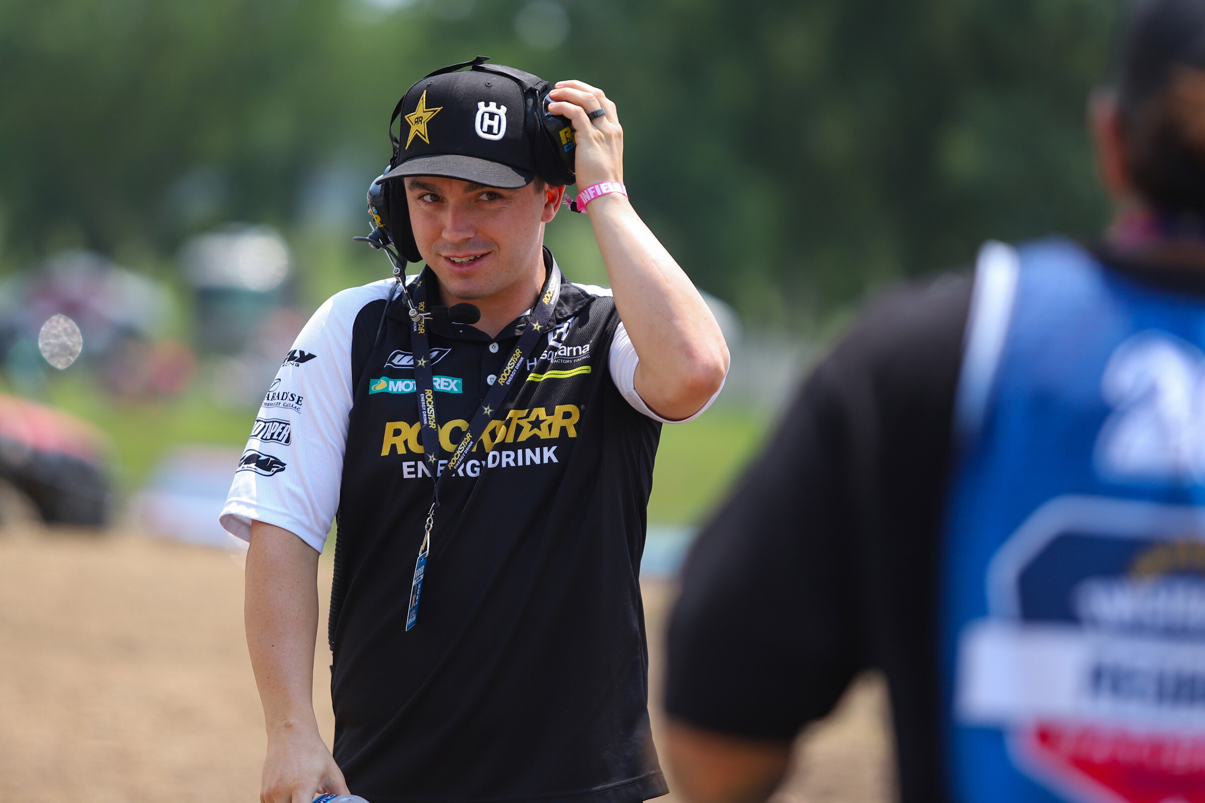 Although not racing due to his back injury, Zach Osborne was still at the RedBud National to help the Rockstar Energy Husqvarna team, including eventual 250 Class overall winner RJ Hampshire.