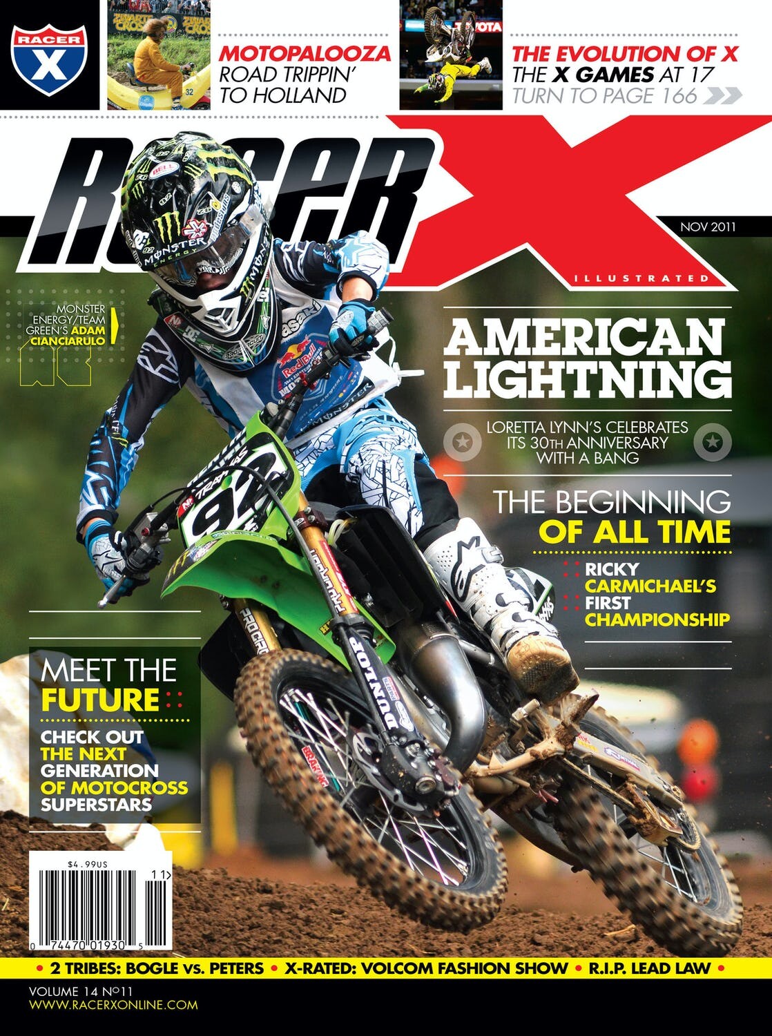 Cianciarulo on the November 2011 issue of Racer X Illustrated.