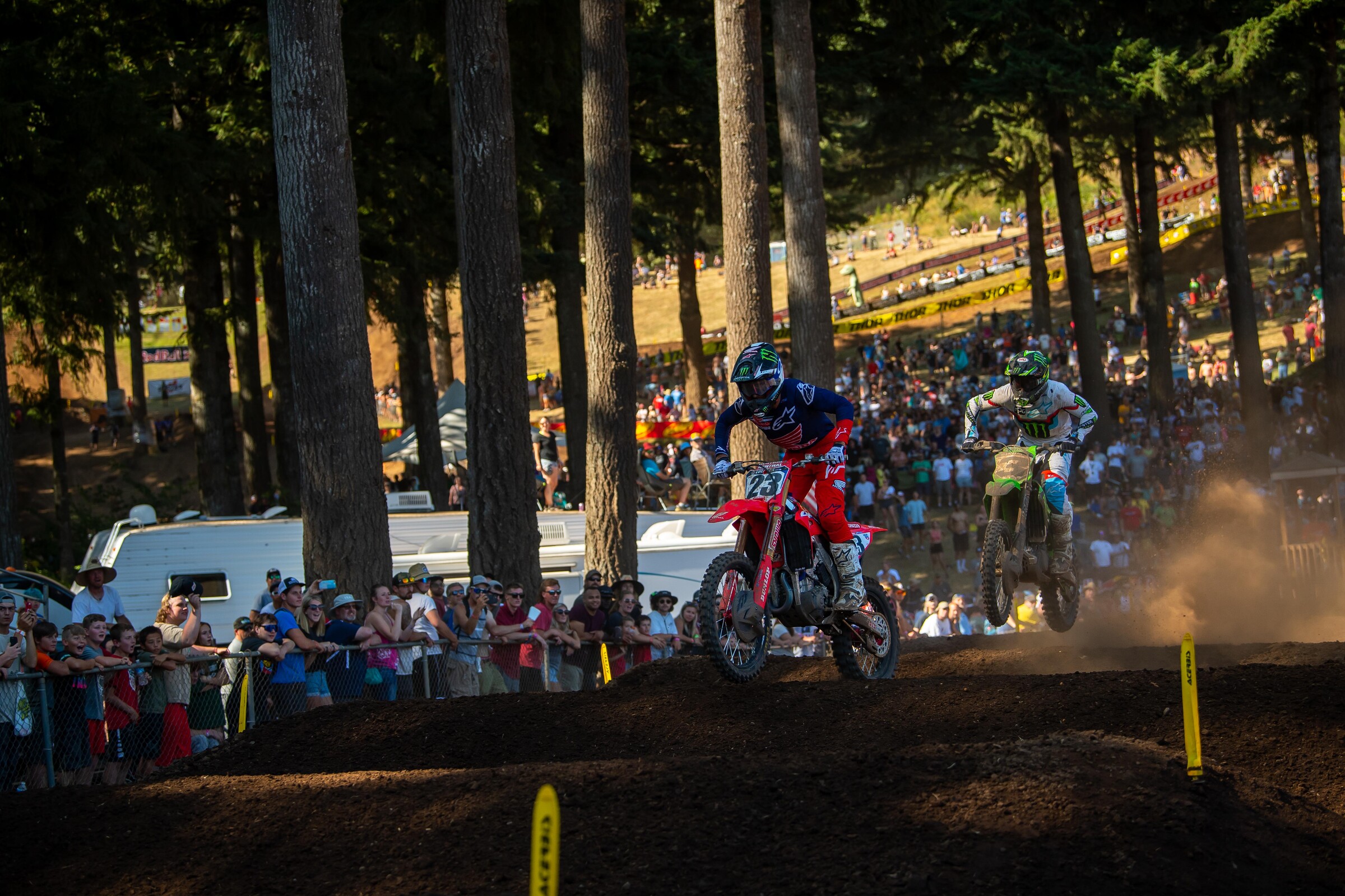 A second-moto battle with Eli Tomac pretty much took all of Sexton's energy, but third in the moto was enough for an overall.