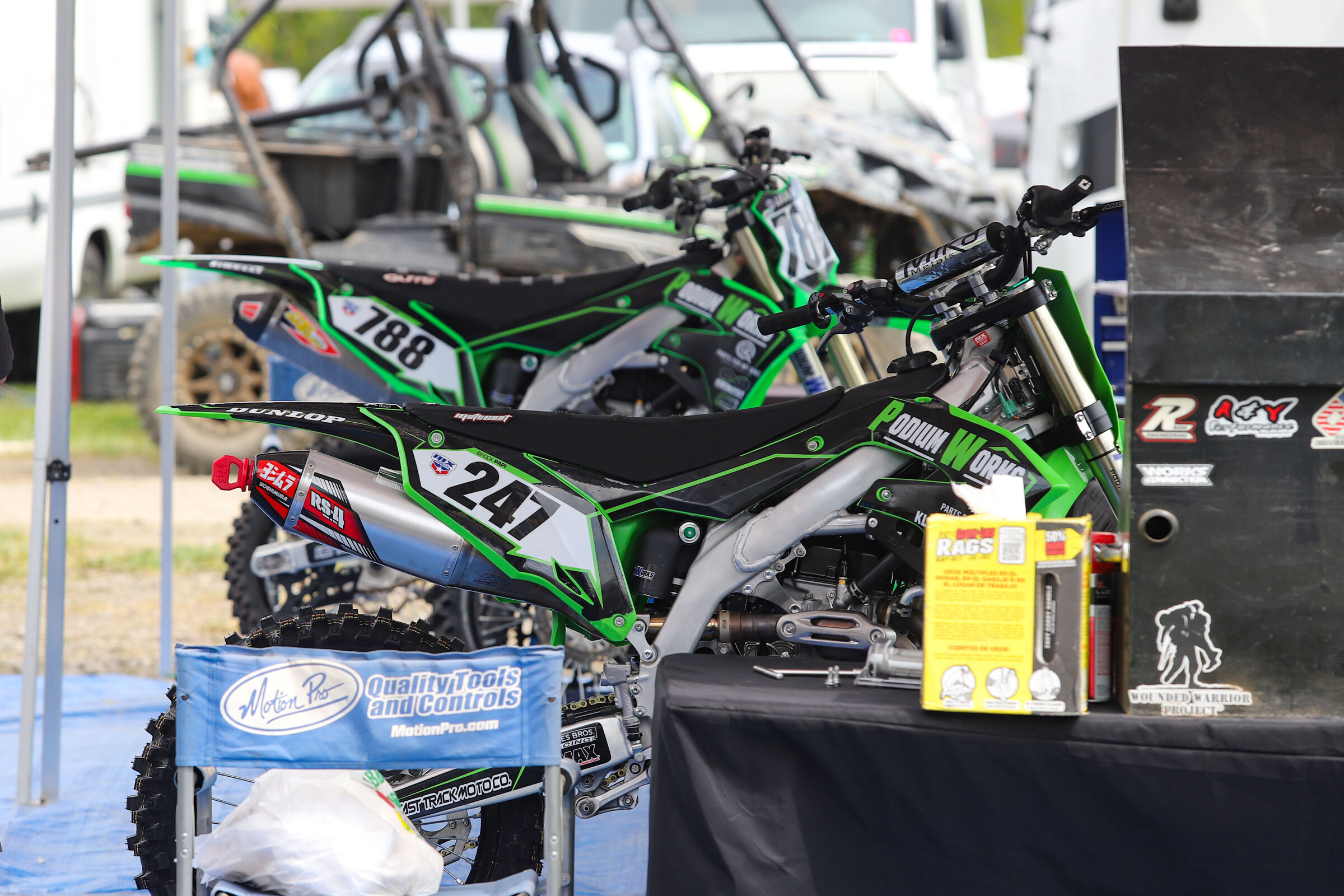 Brock Papi's Kawasaki KX450 is ready to roll.
