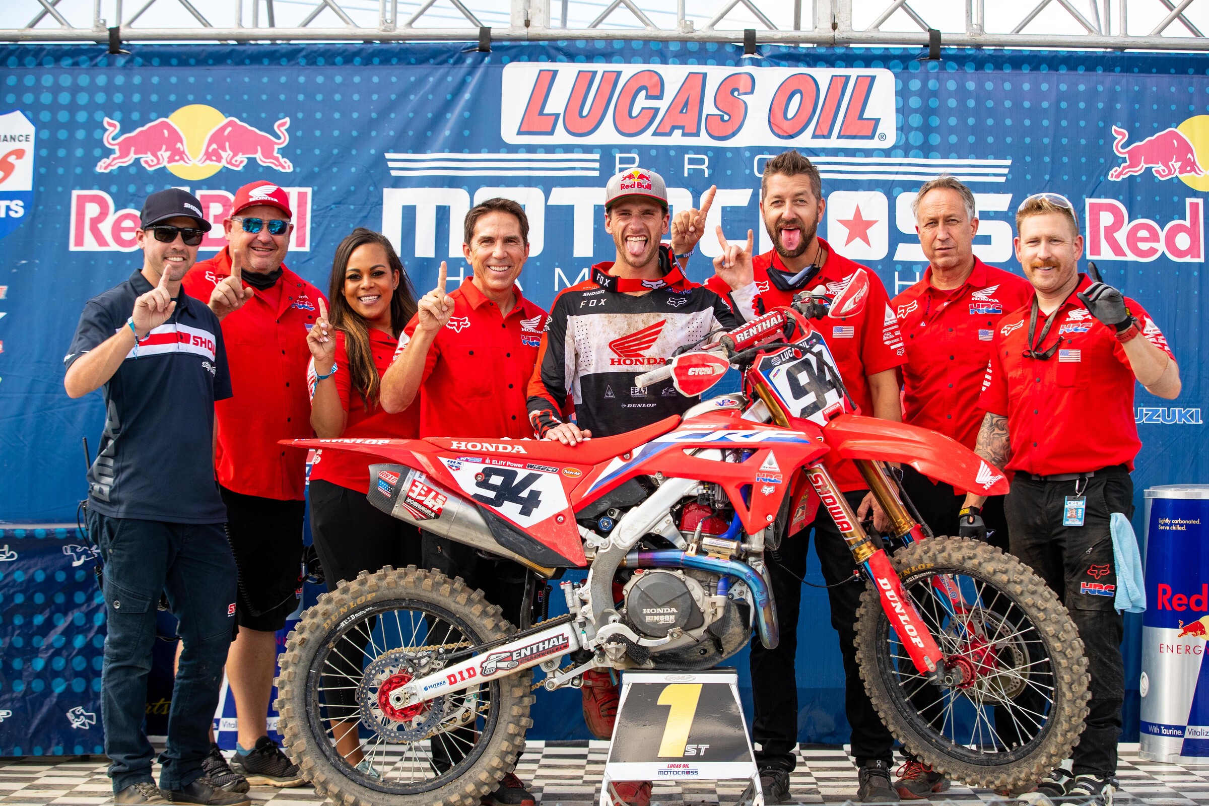 Roczen and the Honda HRC crew celebrate his overall win.