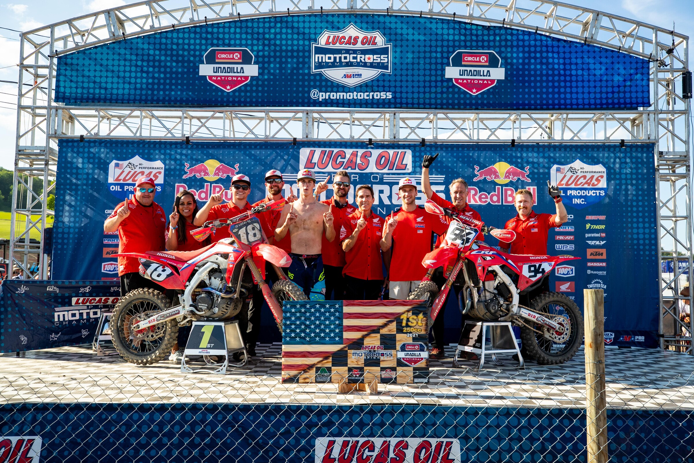 The Honda HRC team earned the overall win in both the 250 Class and the 450 Class.