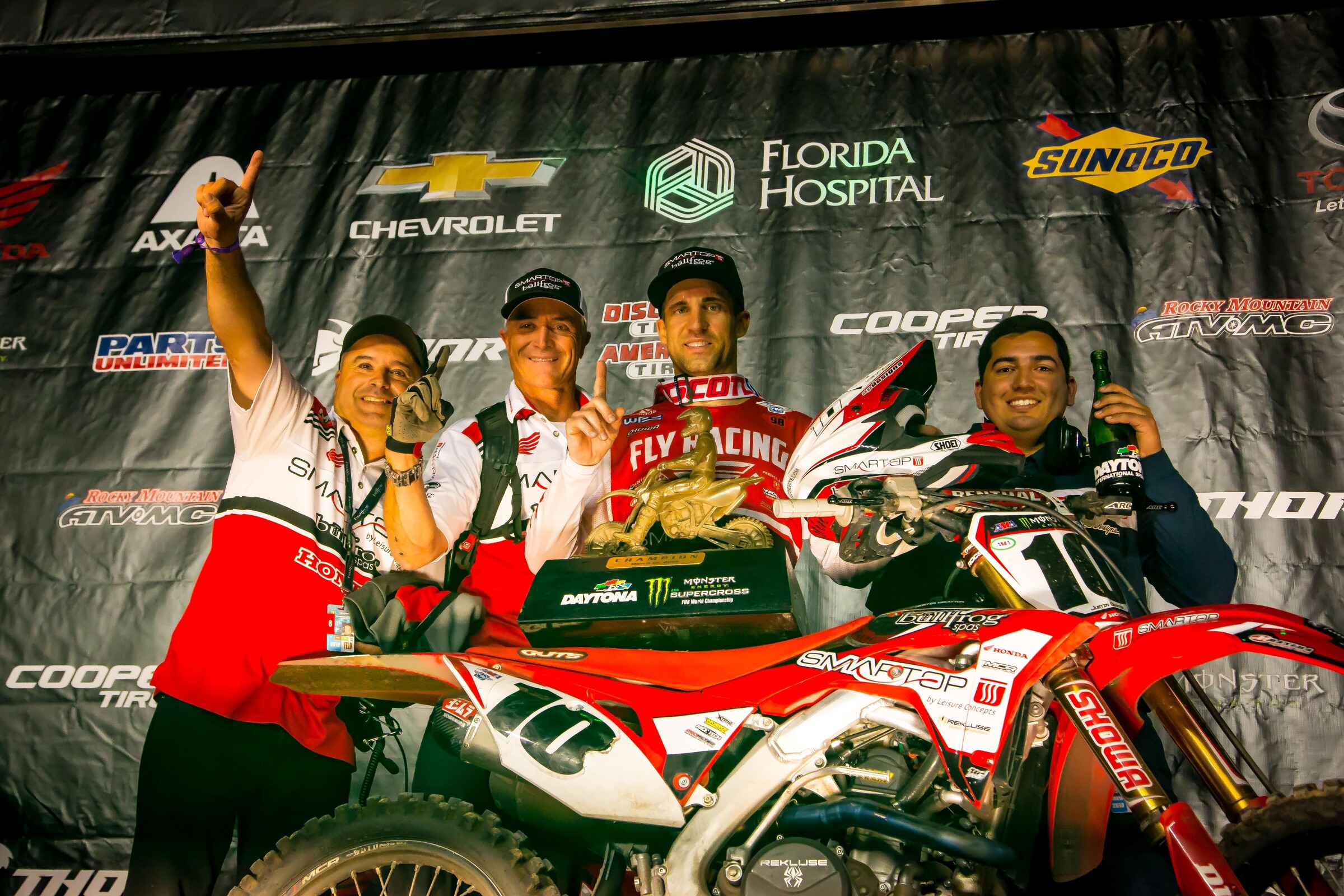 Brayton won both his and the SmarTop/Bullfrog Spas/MotoConcepts Honda team's maiden 450SX main event at the 2018 Daytona Supercross.
