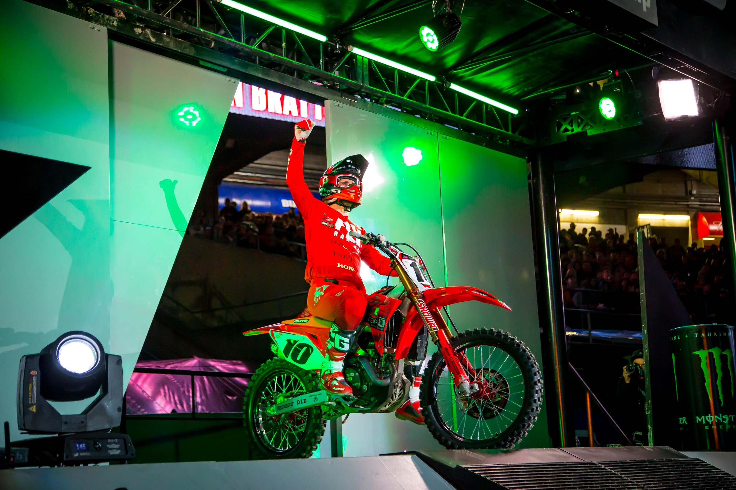 Justin Brayton in 2019 Monster Energy AMA Supercross as a member of the SmarTop/Bullfrog Spas/MotoConcepts Honda team.