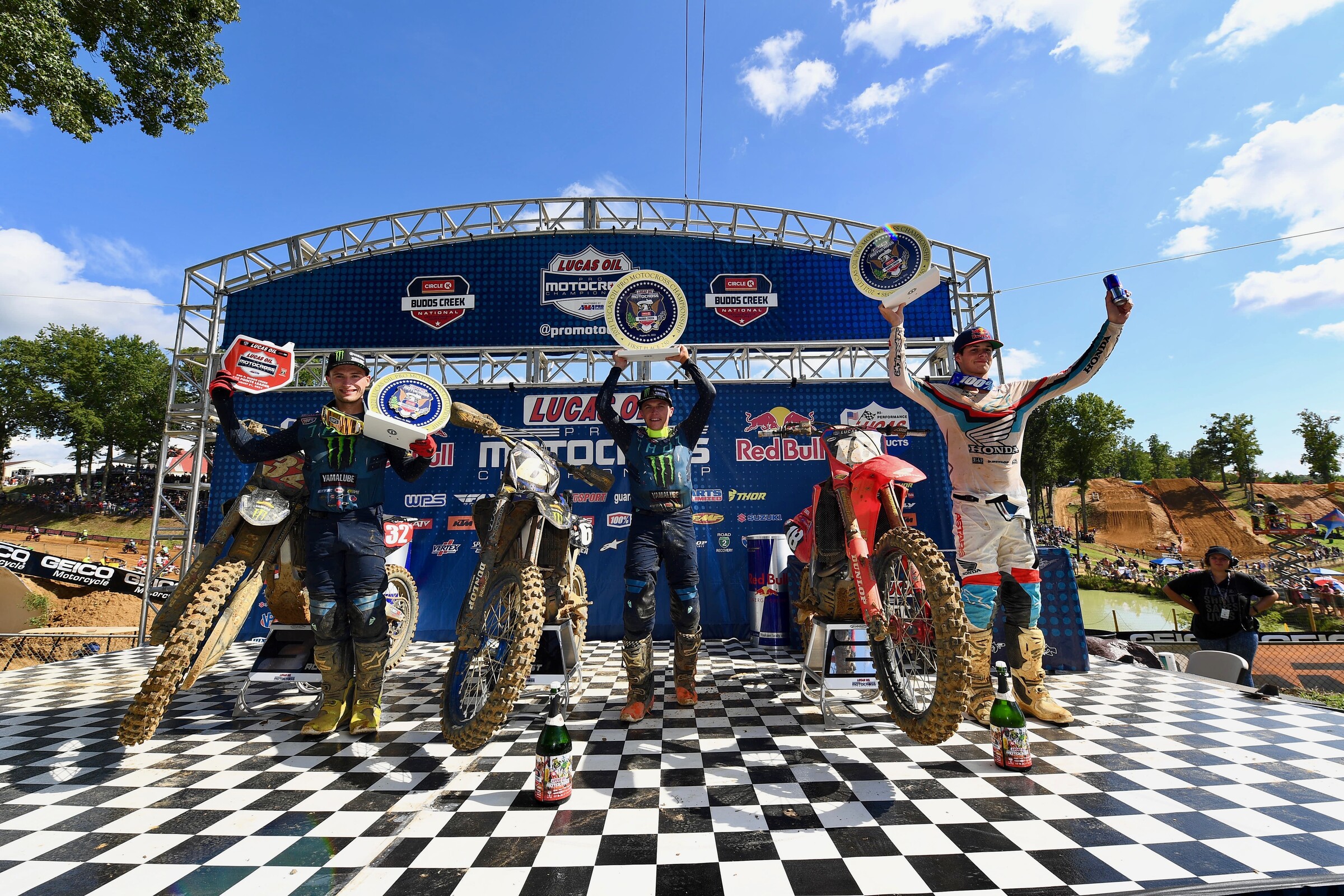 The 250 Class overall podium today: Jeremy Martin, Jett Lawrence, and Justin Cooper.