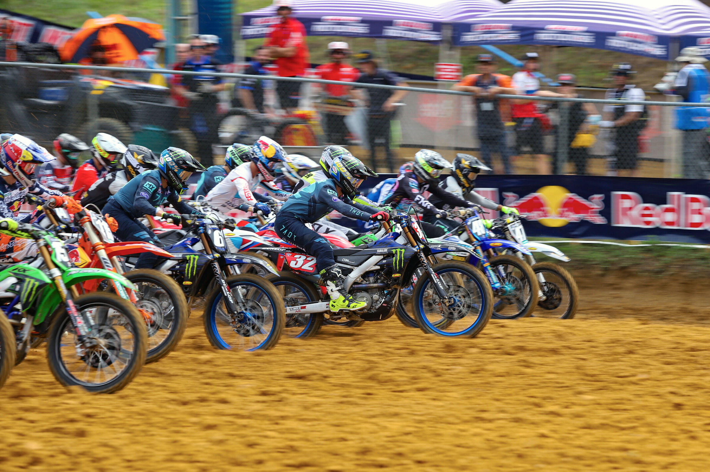 Justin Cooper got a great jump out of the gates in the first moto. He holeshot and led all 18 laps on his way to the moto win.