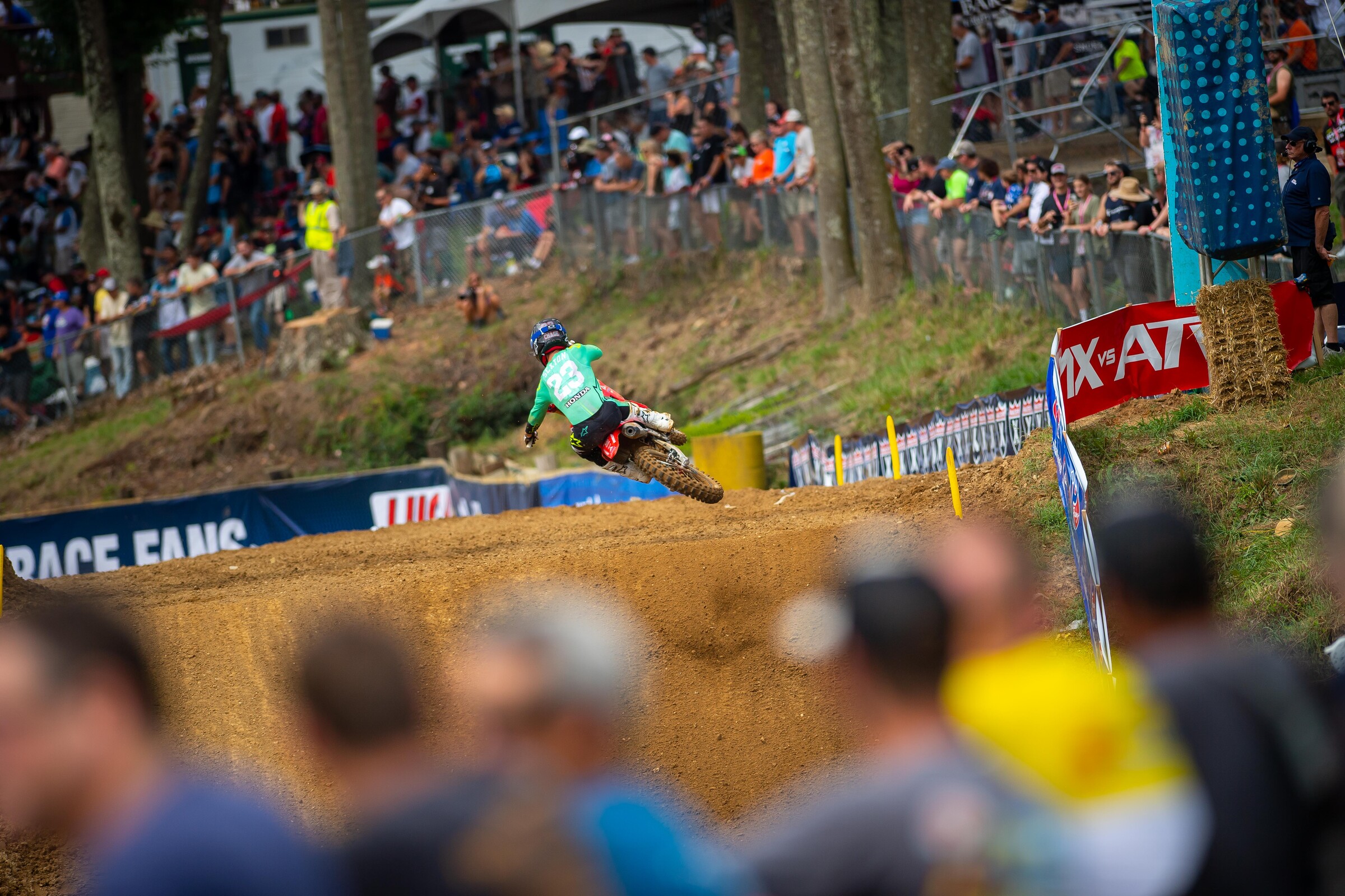 Chase Sexton was hunting his teammate Ken Roczen for the race lead in both motos before getting passed by Dylan Ferrandis and Eli Tomac. Still, the sophomore showed speed and aggression while passing his rivals.