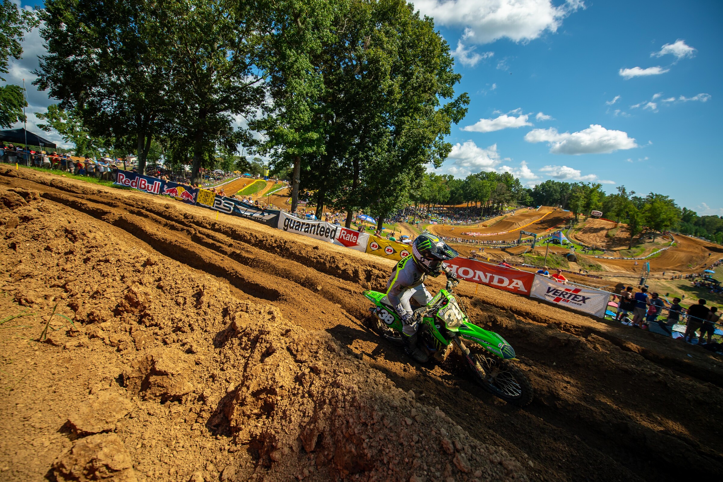 Austin Forkner was running in second for more than a handful of laps in the first moto but slipped back before the halfway mark. The #38 put together the best weekend of his season as he finished 4-5 for fifth overall.