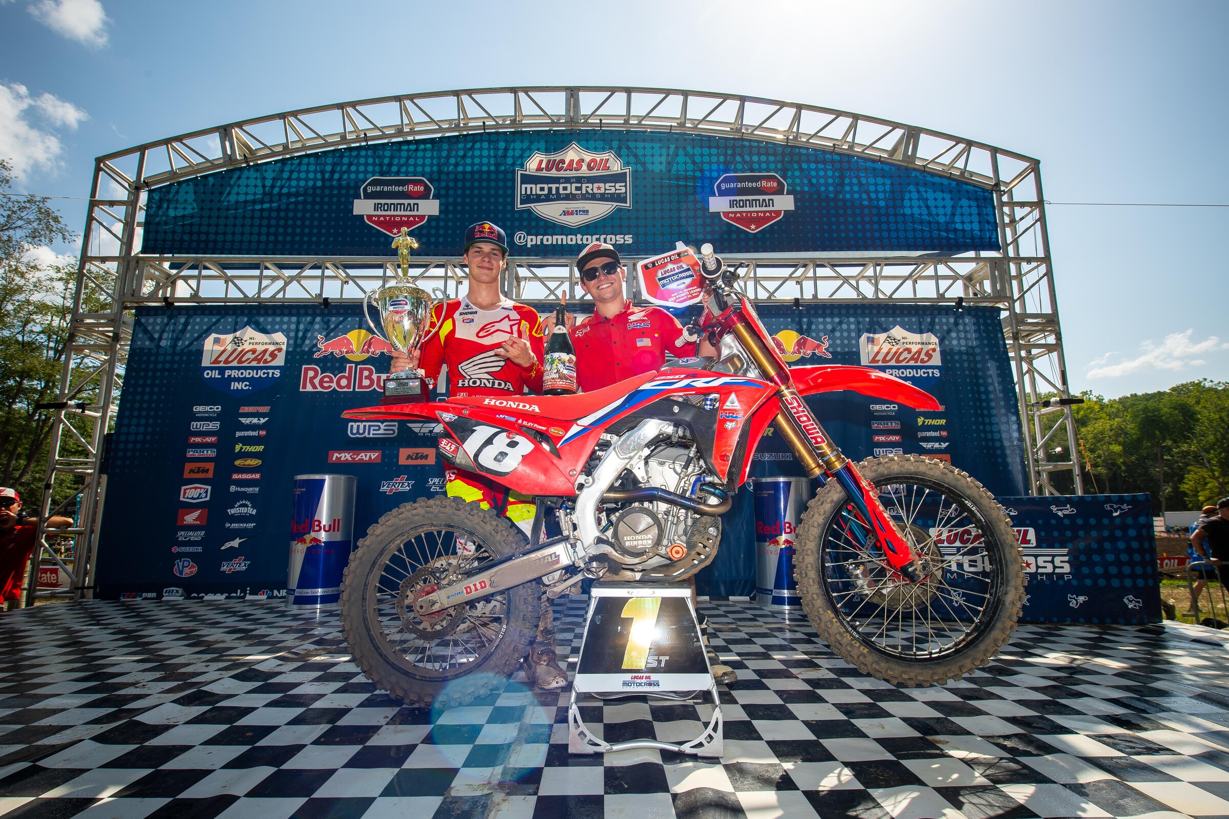 Jett Lawrence and his mechanic Christien Ducharme.