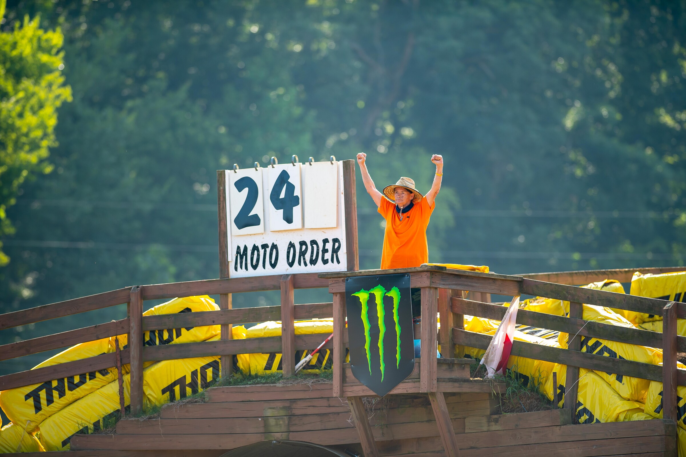 “Yay, Moto 24!” said this flagger every time she flipped the moto board.