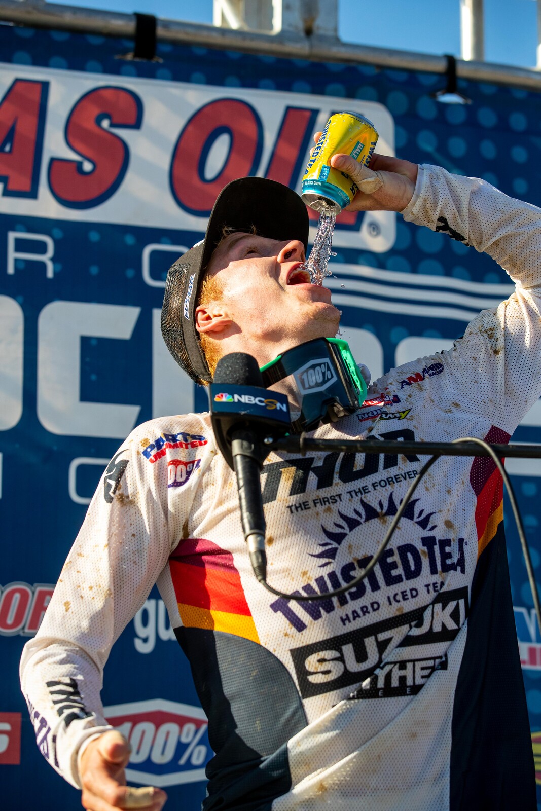 Anstie on the podium after the second moto.