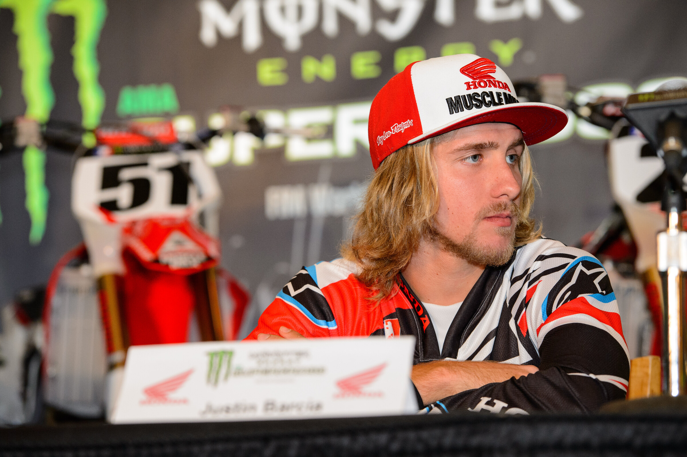Justin Barcia during the 2013 pre-season press conference ahead of the Monster Energy AMA Supercross season opener.