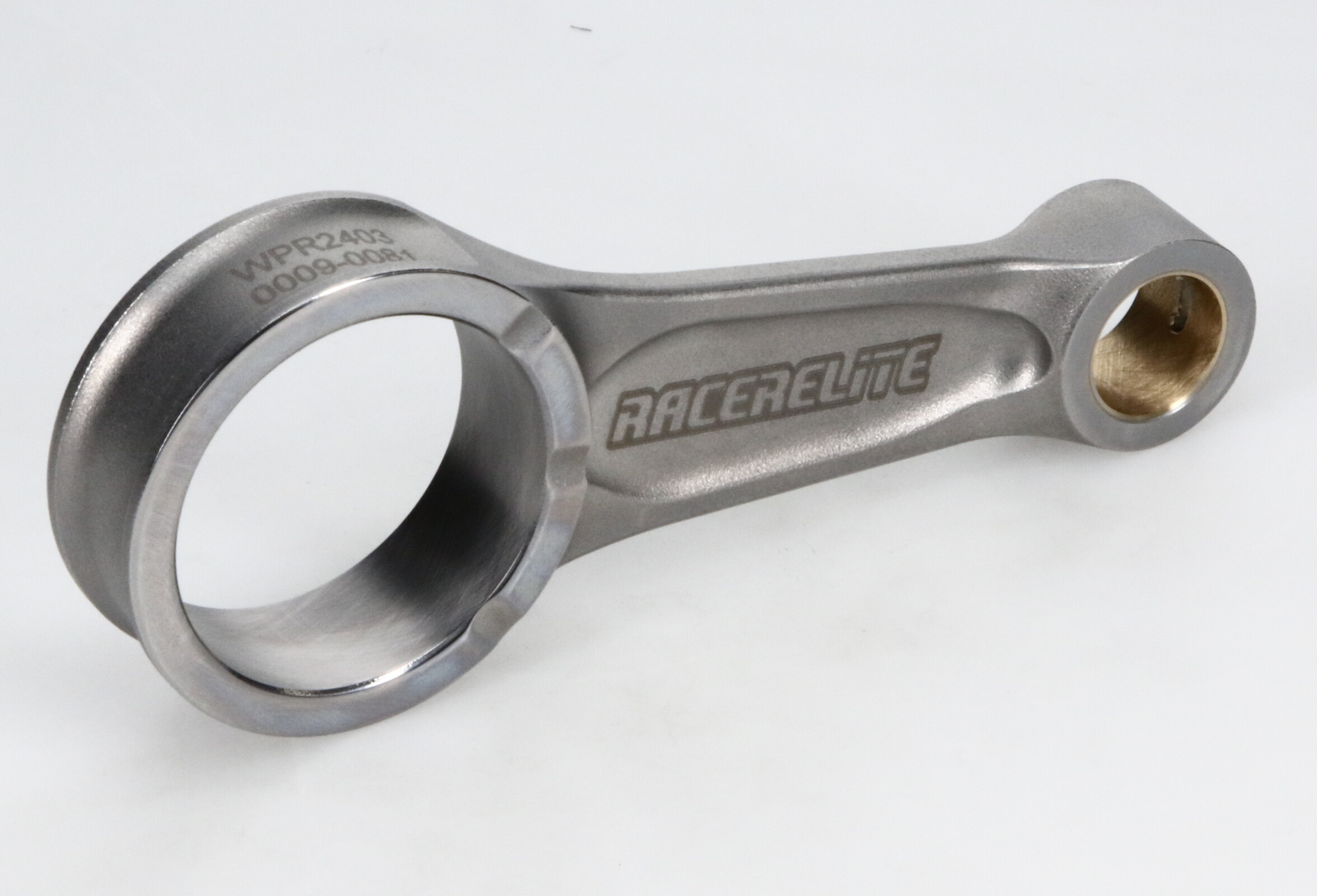 A bronze bushing is rolled into the small end using a proprietary method for reliable and wear-resistant wrist pin friction reduction.